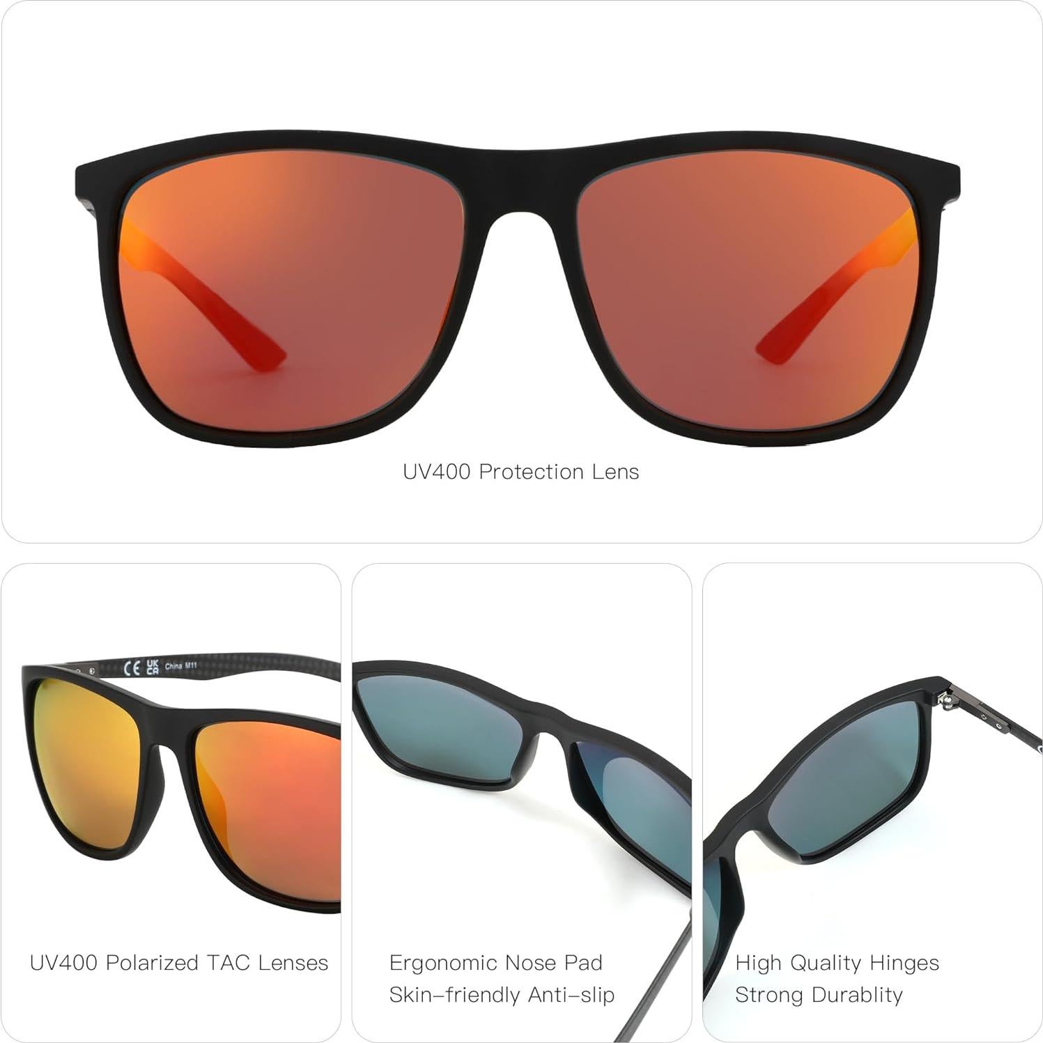 Gafas de sol ZENOTTIC cuadradas UV400 para hombres