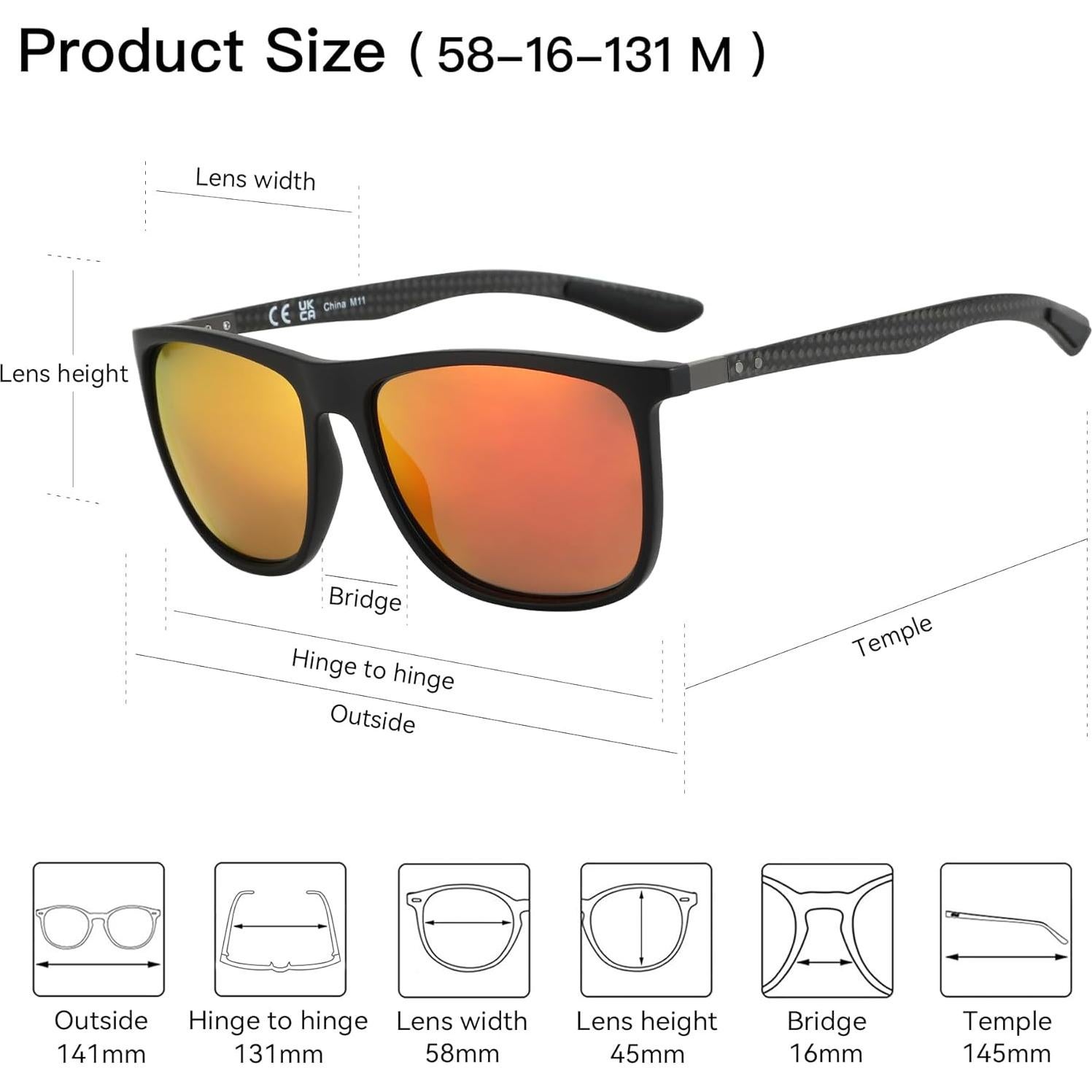 Gafas de sol ZENOTTIC cuadradas UV400 para hombres