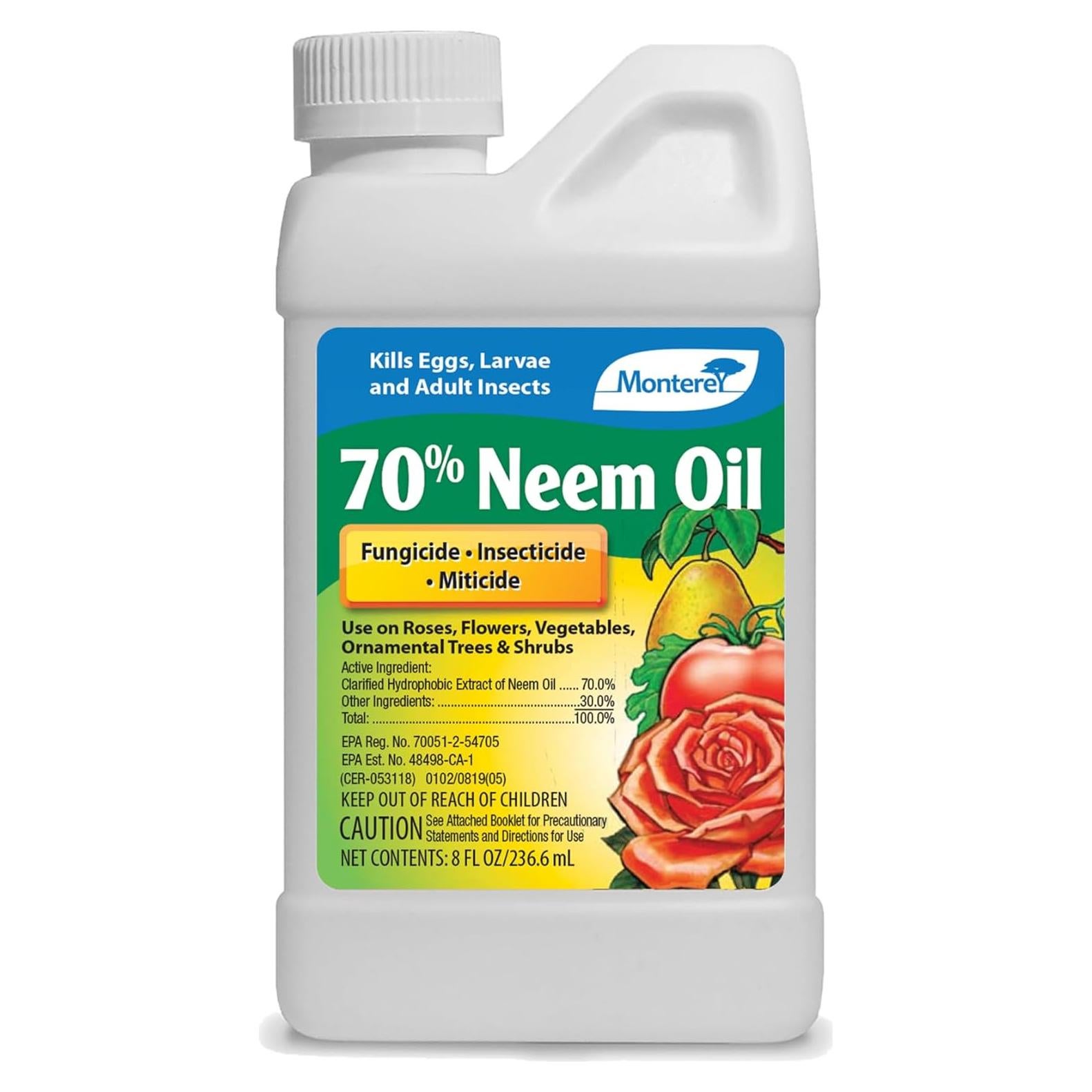 Monterey Aceite de Neem 70% 236.6ml - Insecticida y Fungicida
