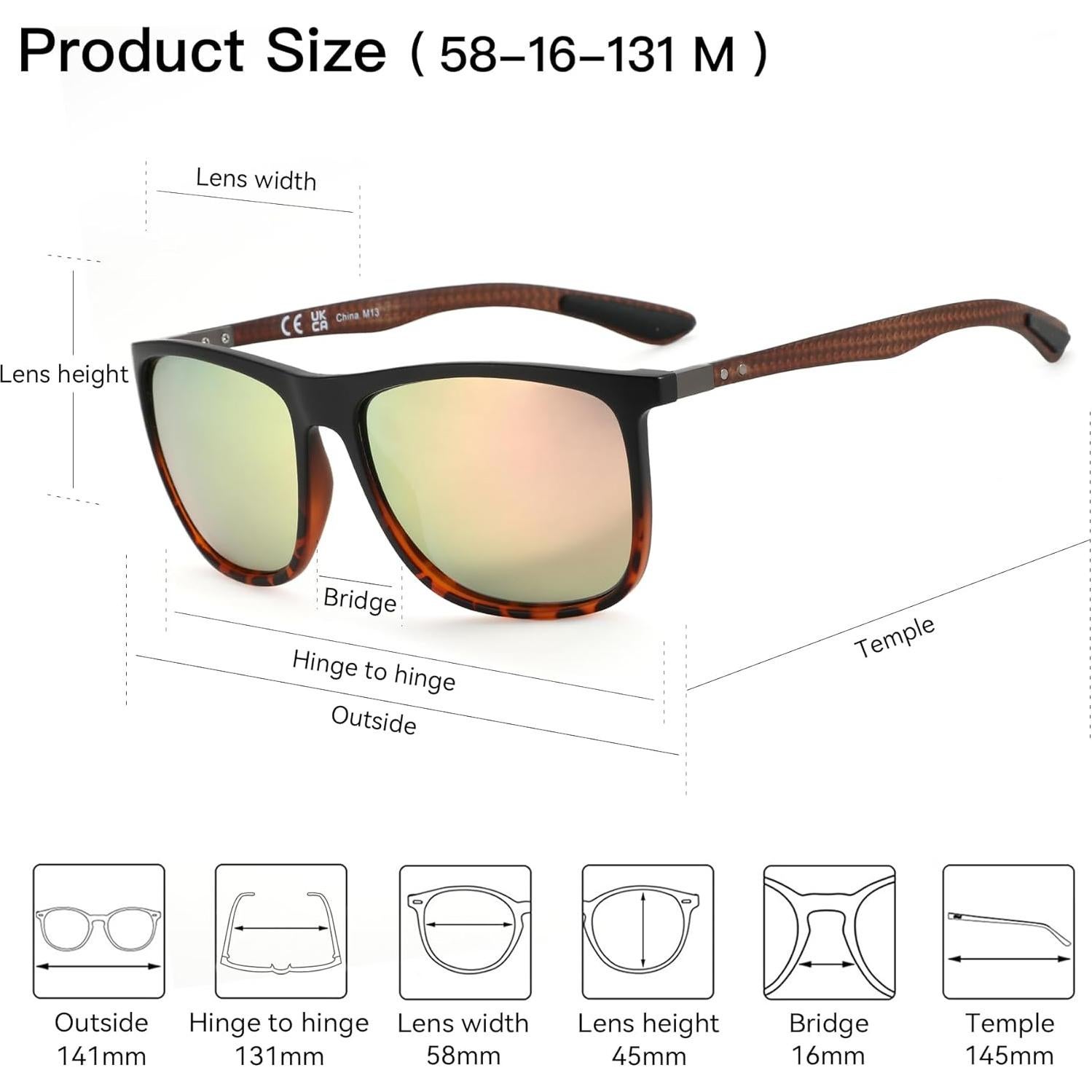 Gafas de sol ZENOTTIC cuadradas polarizadas UV400 para hombres