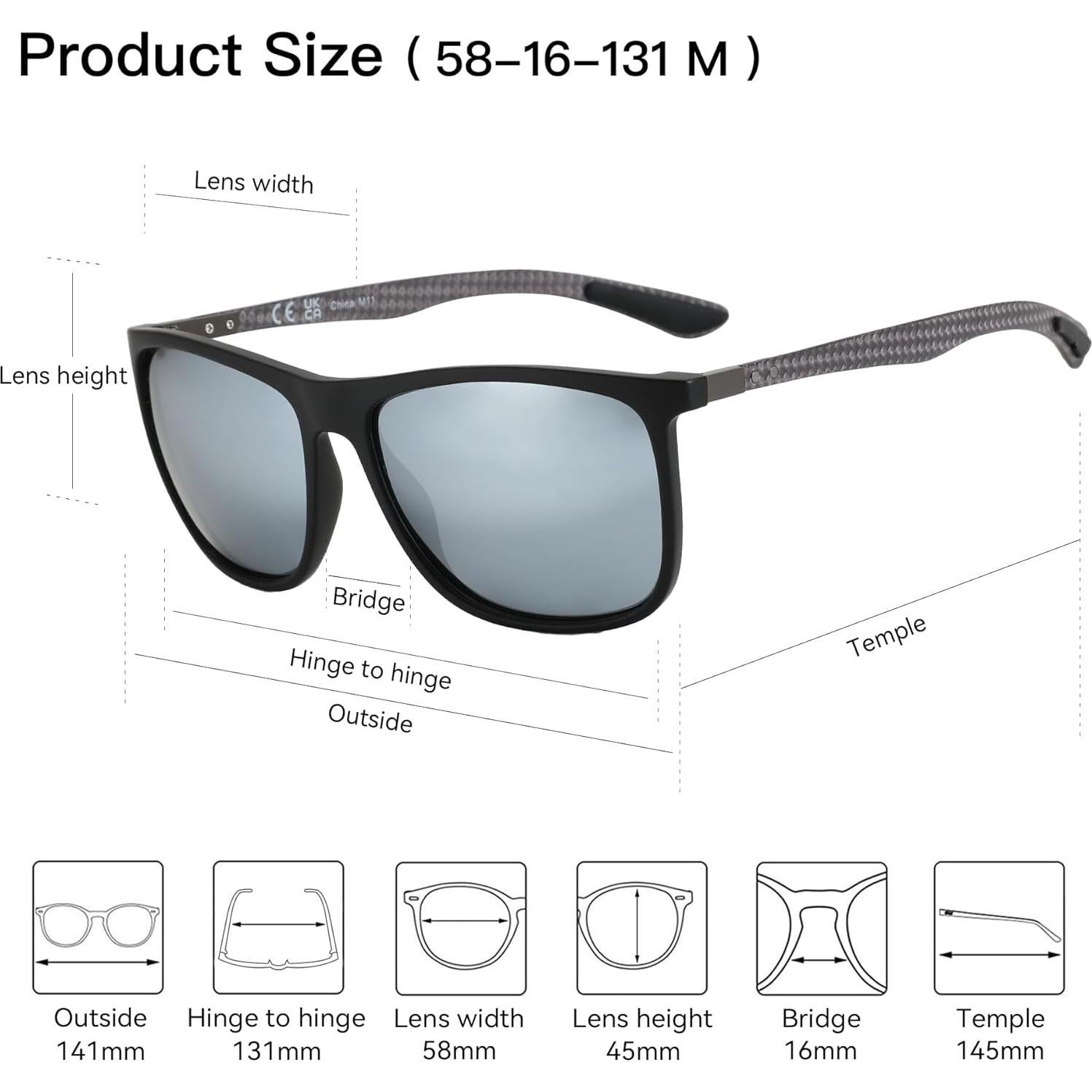 Gafas de sol ZENOTTIC cuadradas polarizadas UV400 para hombres