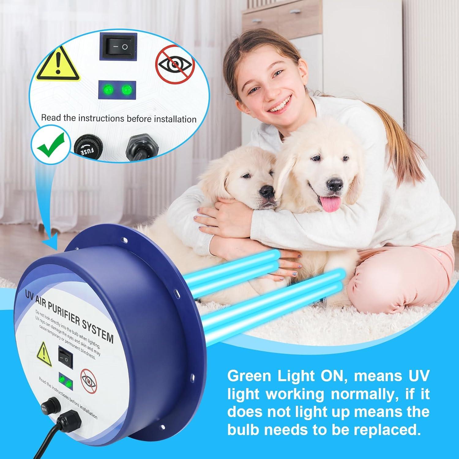 Purificador de Aire UVC Feeligivin 72W con Sensor HVAC 48cm