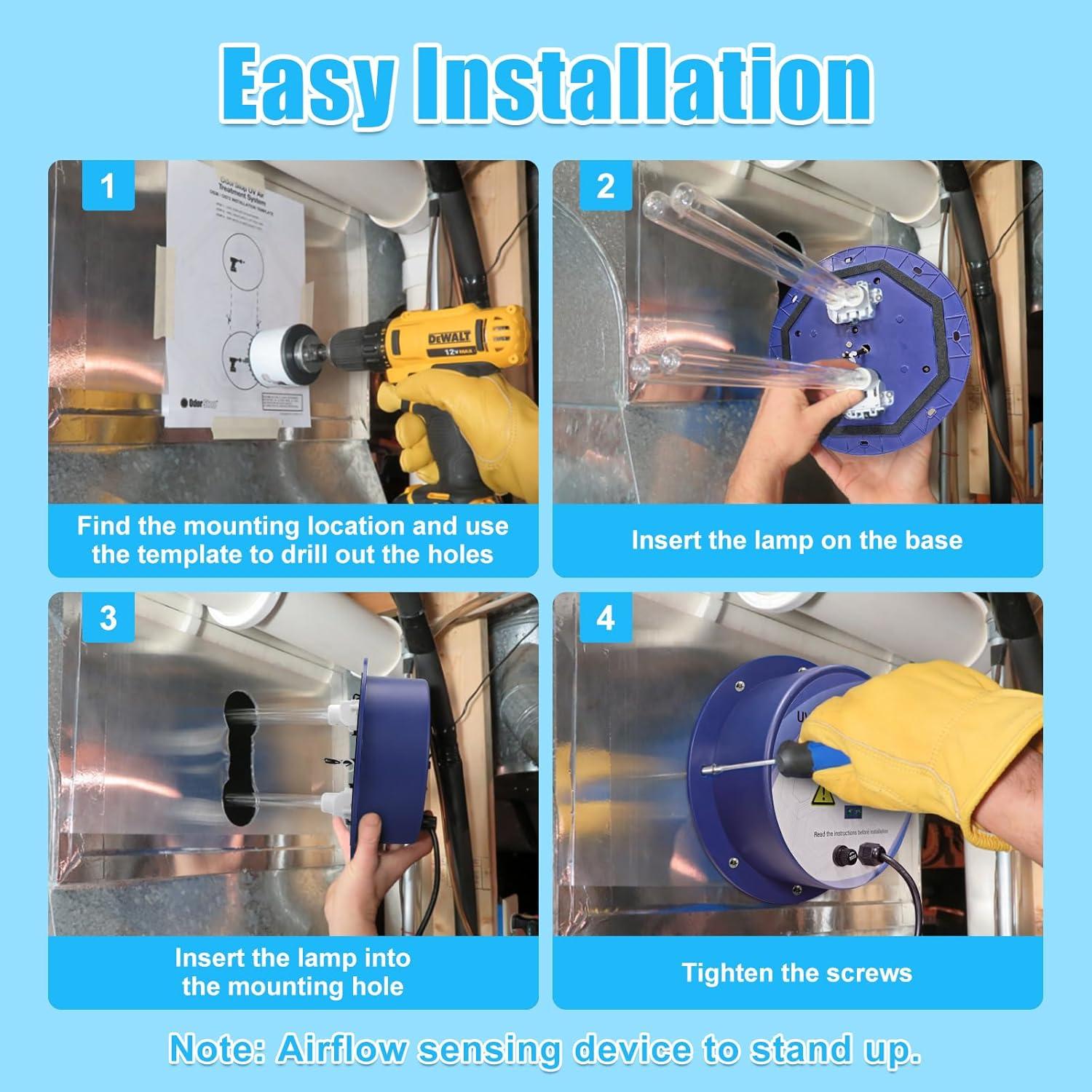 Purificador de Aire UVC Feeligivin 72W con Sensor HVAC 48cm