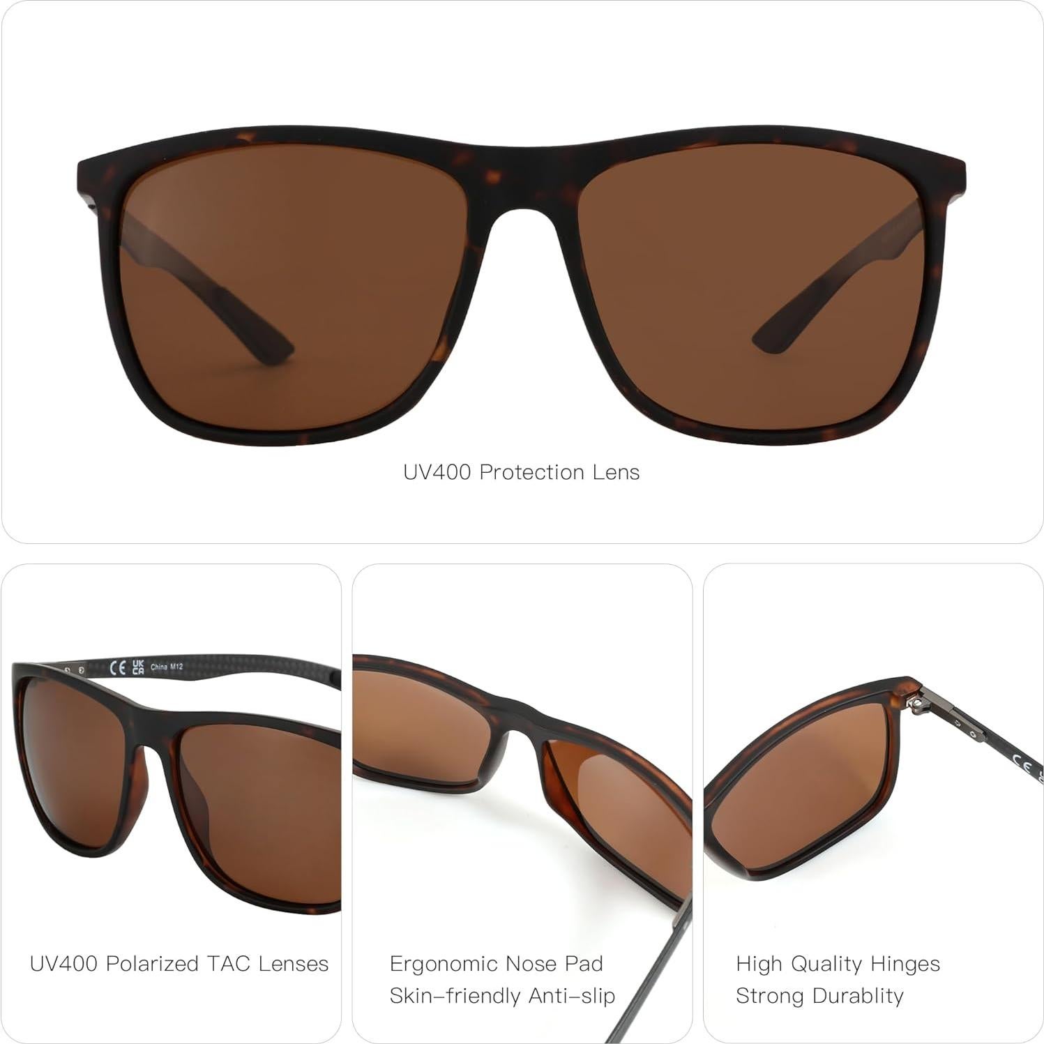 Gafas de sol ZENOTTIC cuadradas polarizadas UV400 para hombres