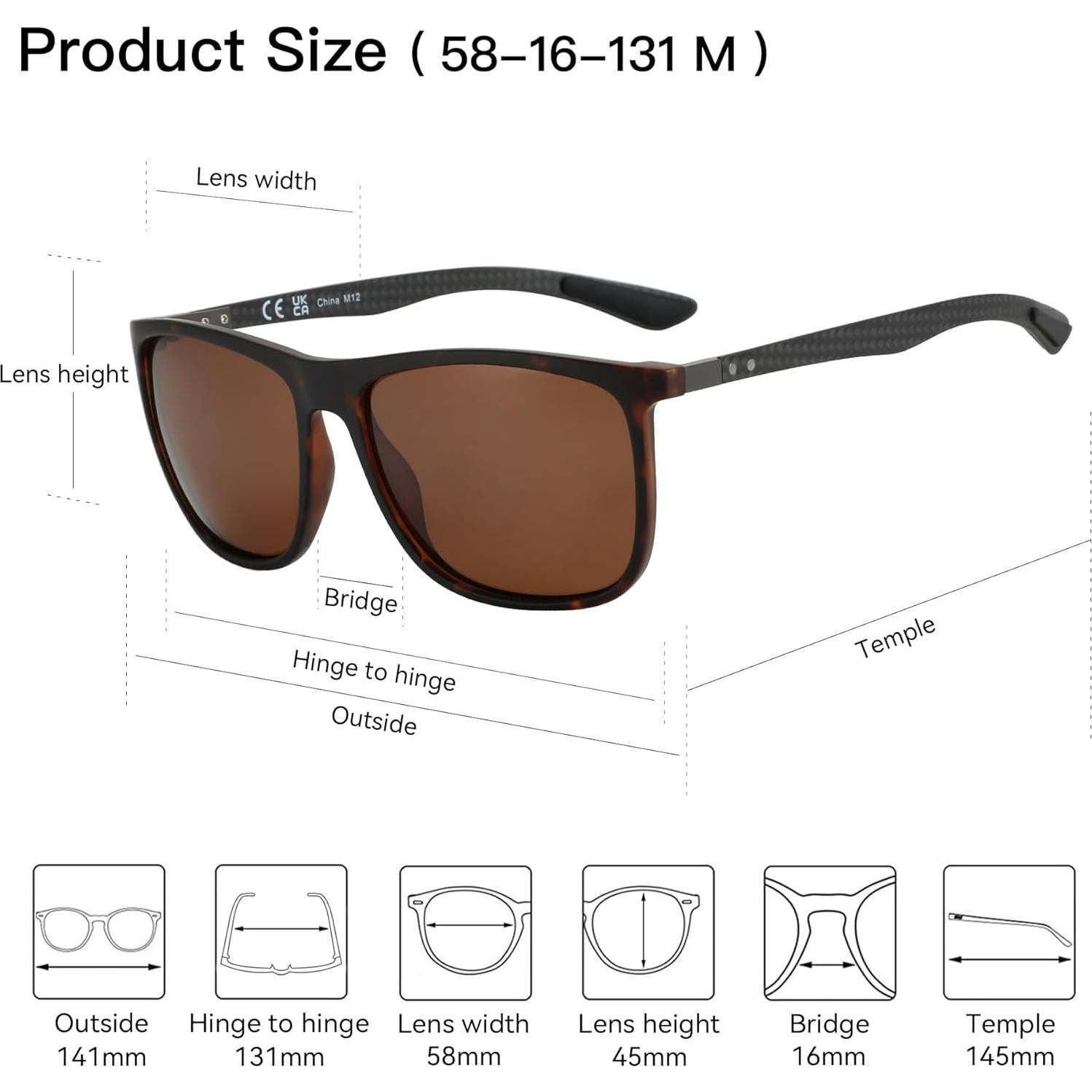 Gafas de sol ZENOTTIC cuadradas polarizadas UV400 para hombres