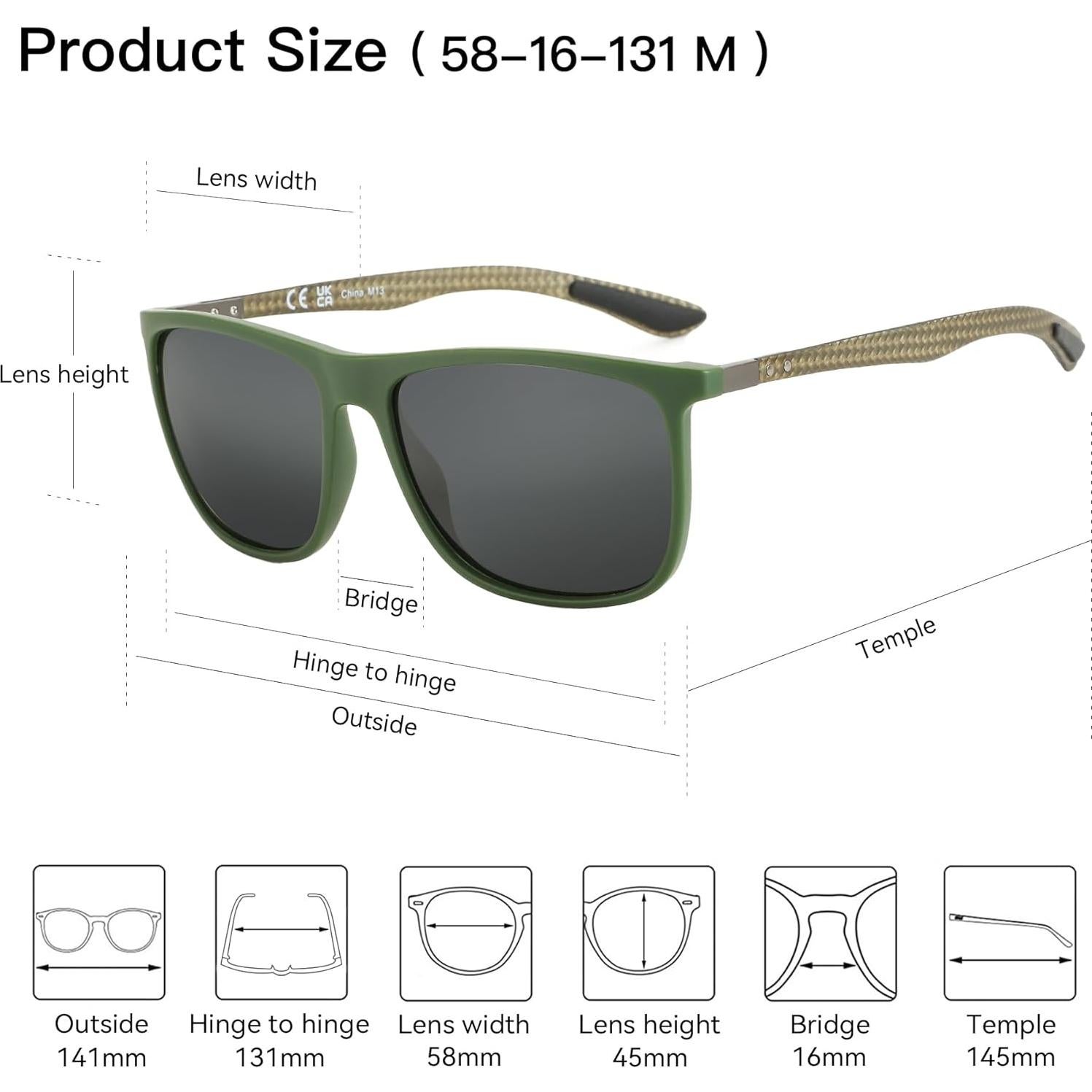 Gafas de sol ZENOTTIC UV400 para hombres, fibra de carbono