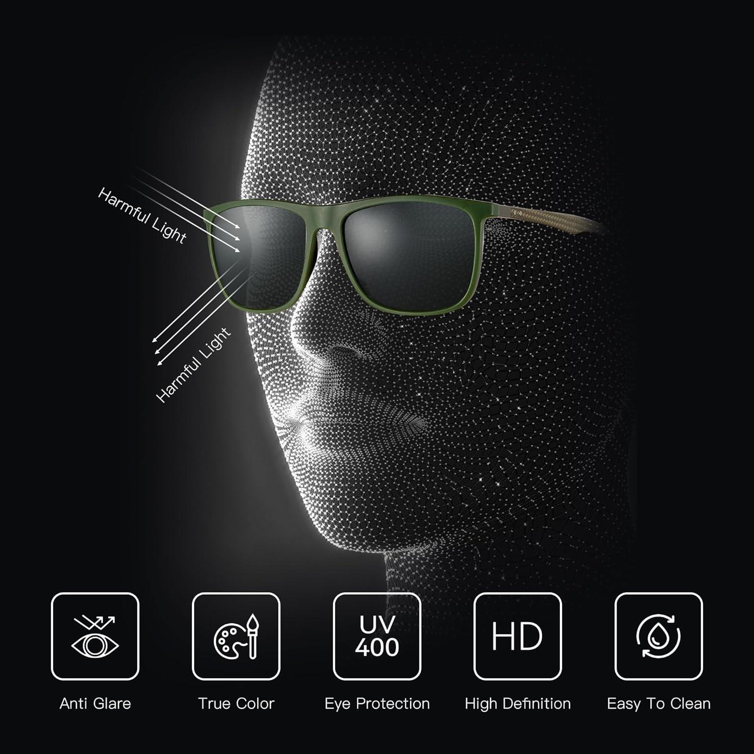 Gafas de sol ZENOTTIC UV400 para hombres, fibra de carbono