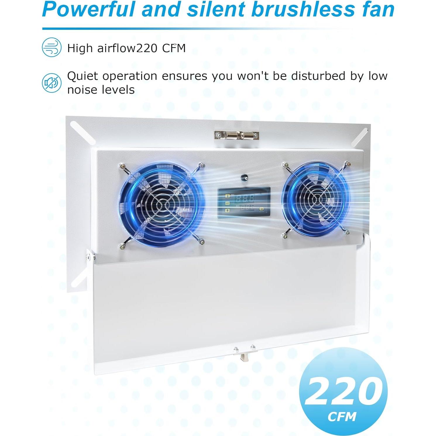 Ventilador de espacio de arrastre Krysolad 220 CFM con termostato