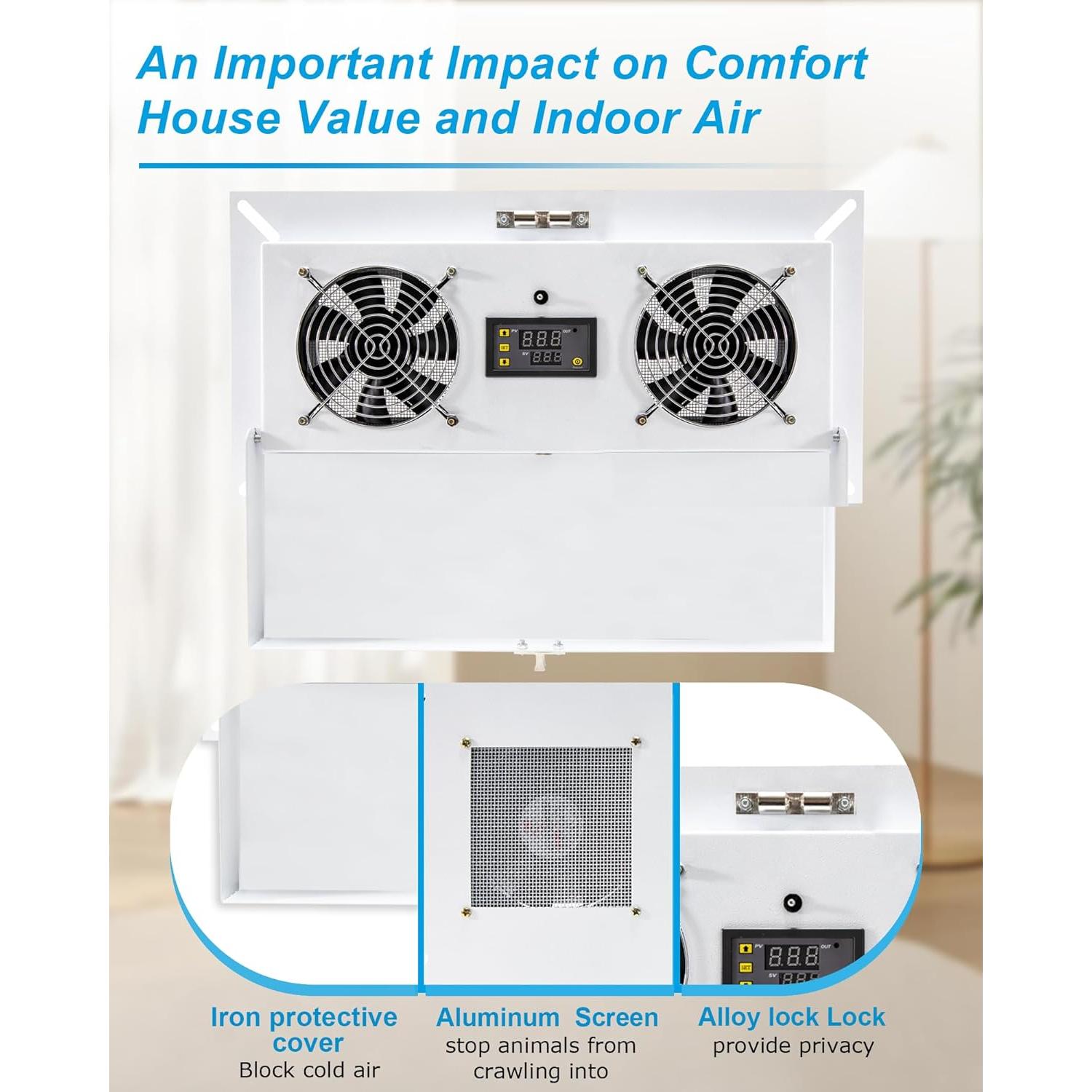 Ventilador de espacio de arrastre Krysolad 220 CFM con termostato