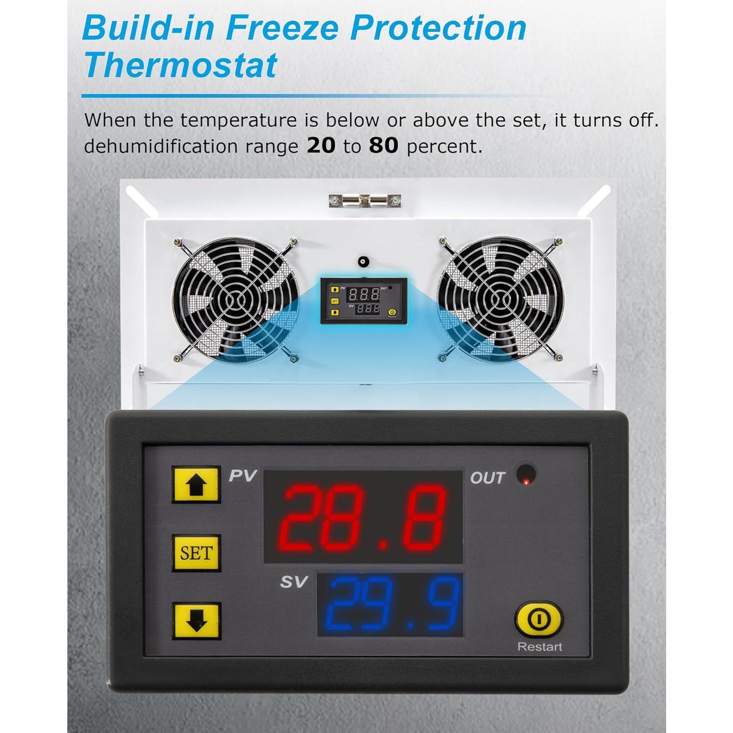 Ventilador de espacio de arrastre Krysolad 220 CFM con termostato