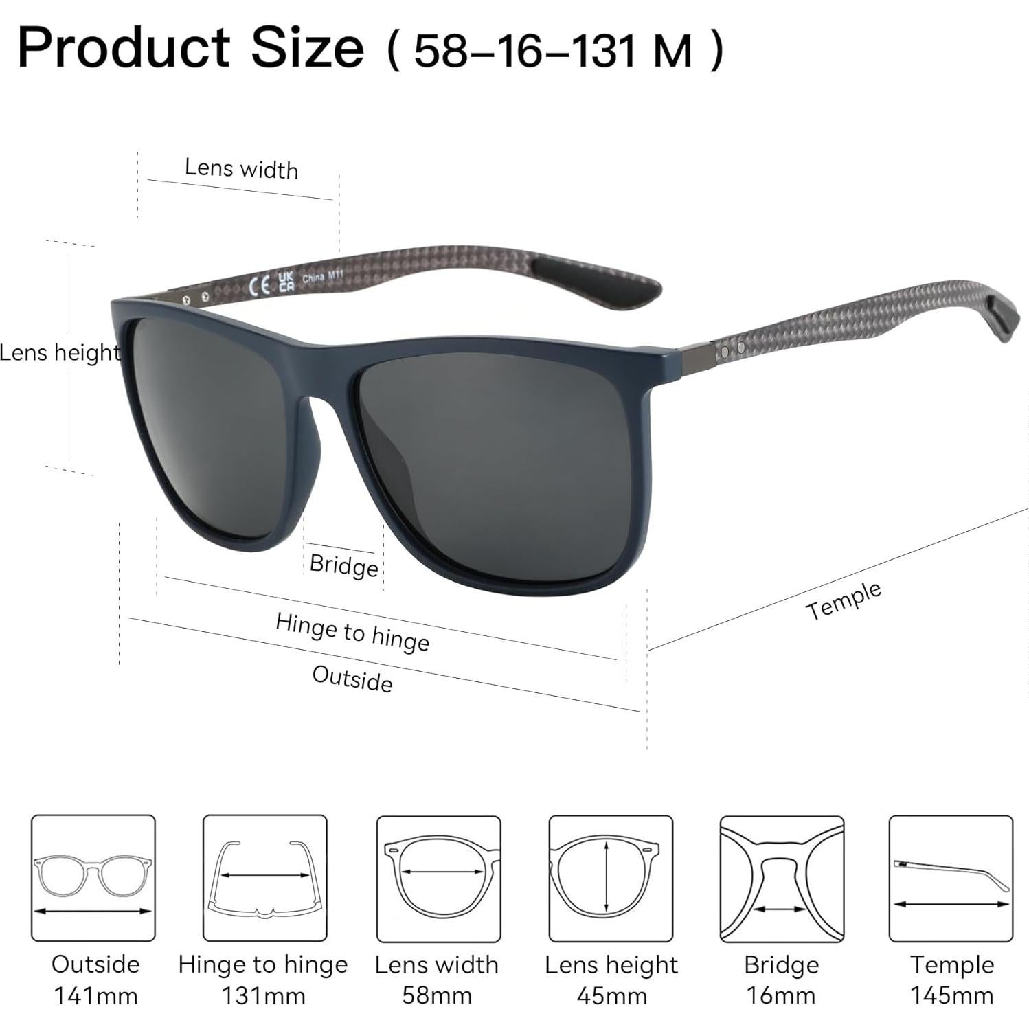 Gafas de sol ZENOTTIC cuadradas UV400 para hombres