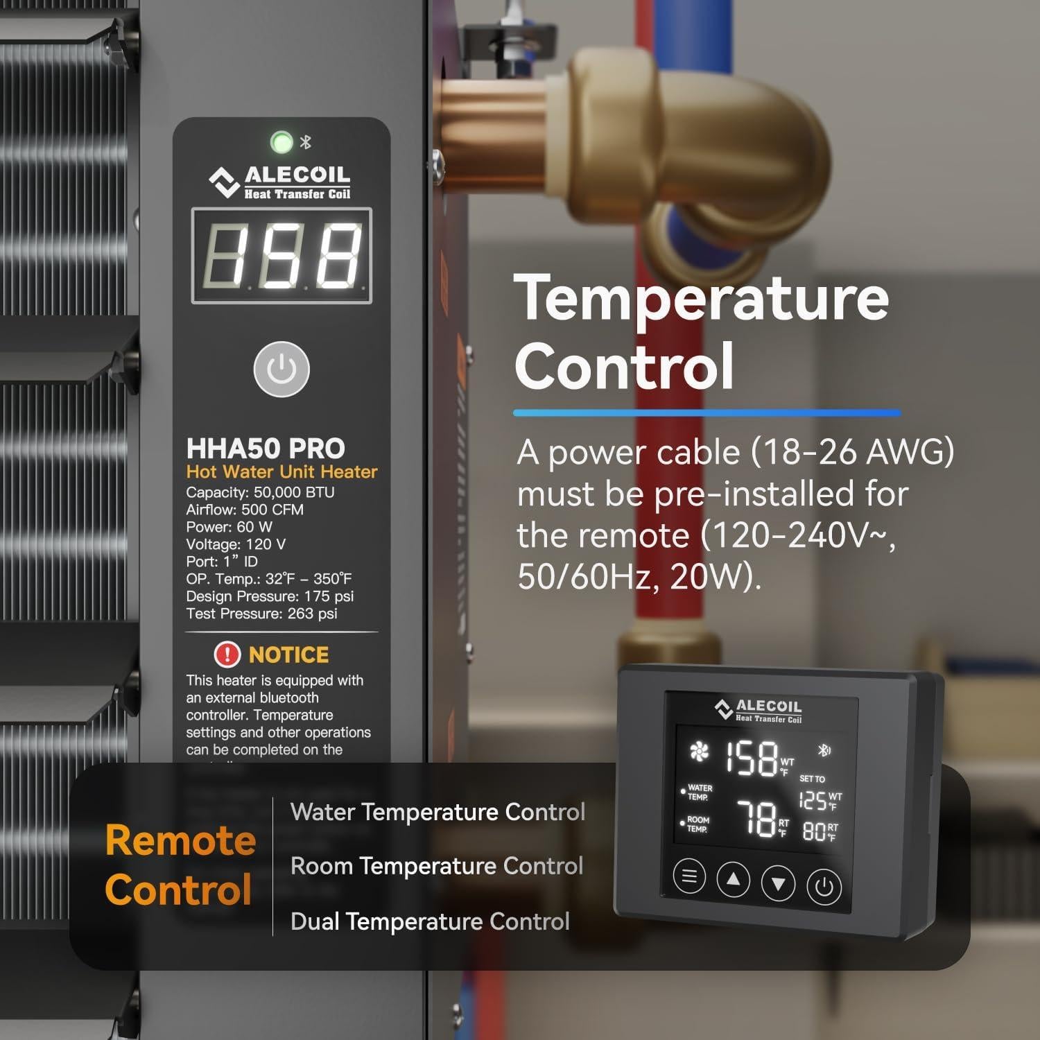 Calentador Colgante de Agua Caliente Alecoil HHA50-B 60W Negro