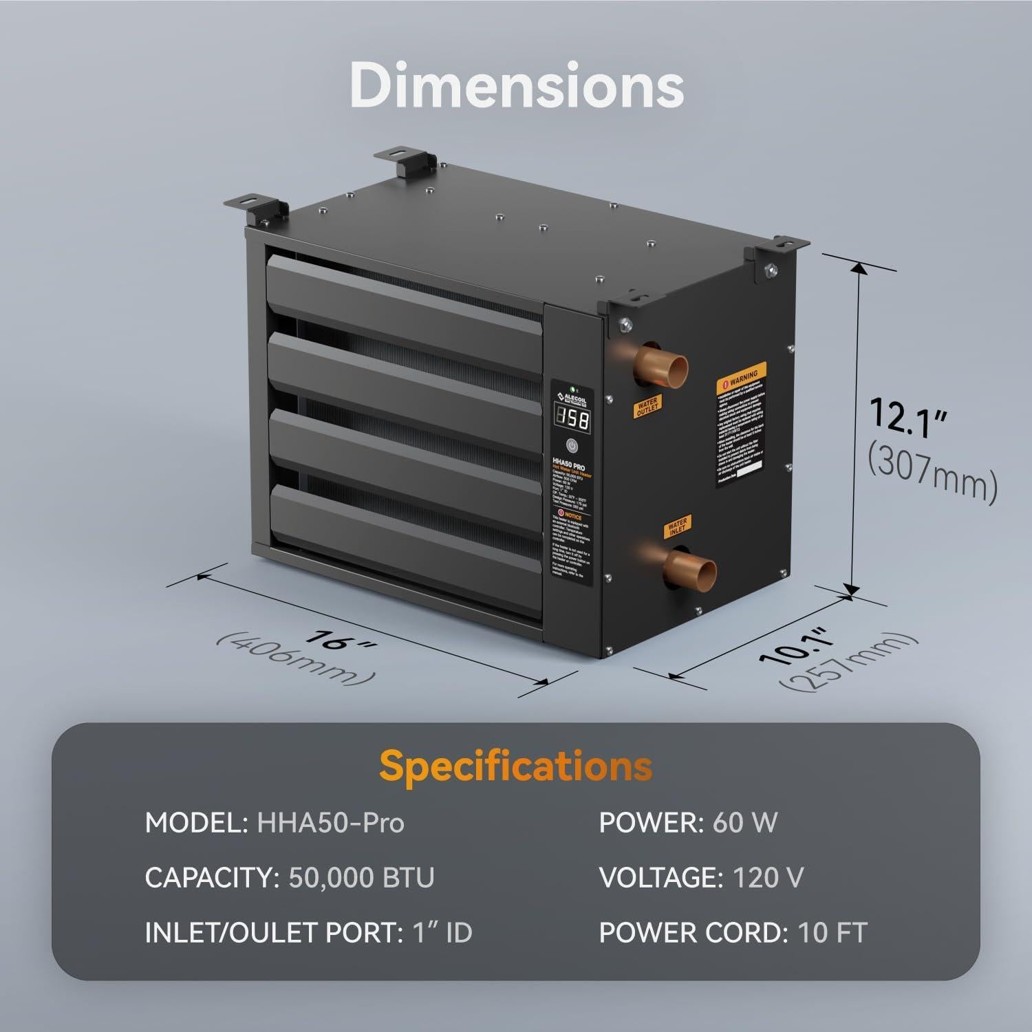 Calentador Colgante de Agua Caliente Alecoil HHA50-B 60W Negro