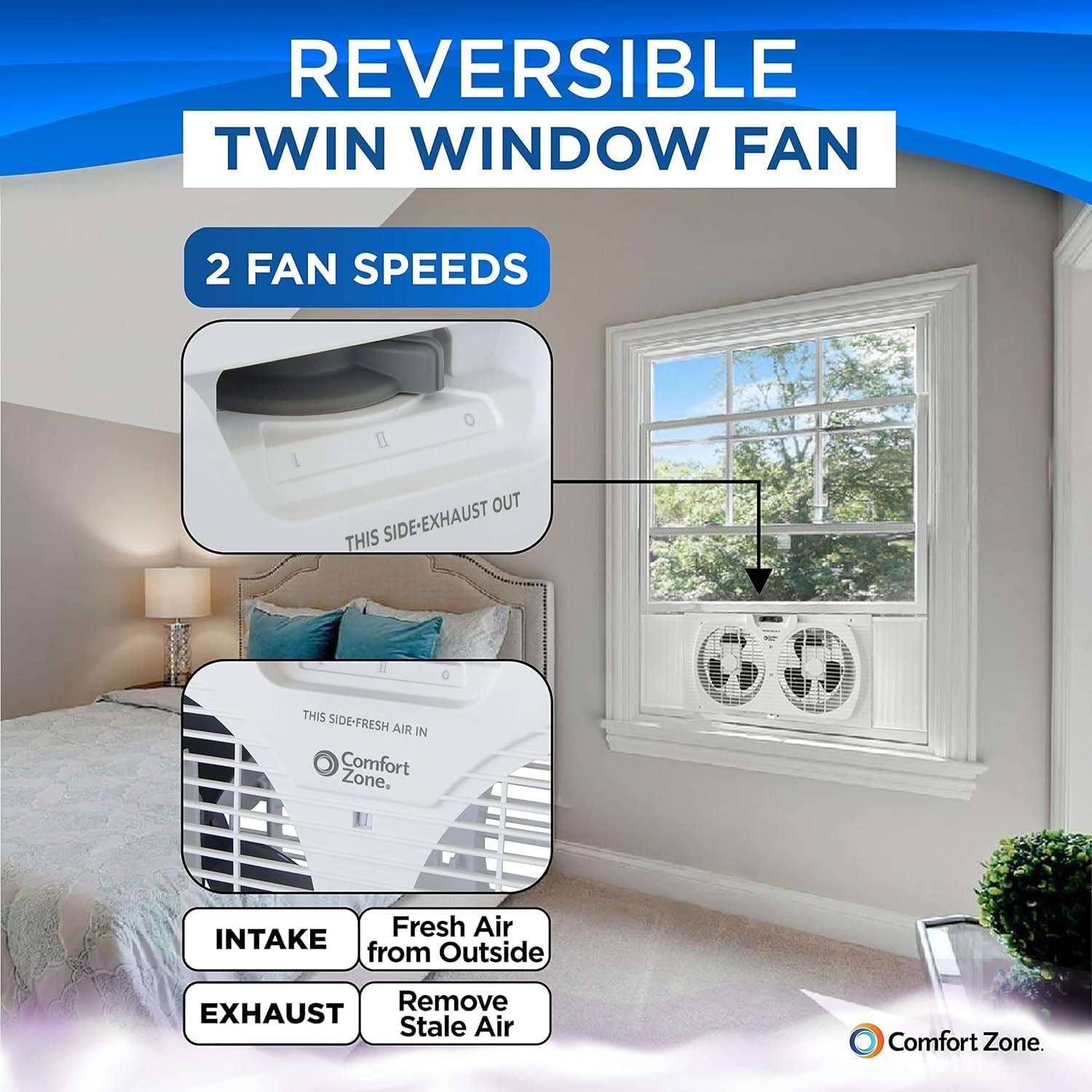 Ventilador de Ventana EZ-CHILL Doble 9" Reversible 2 Velocidades