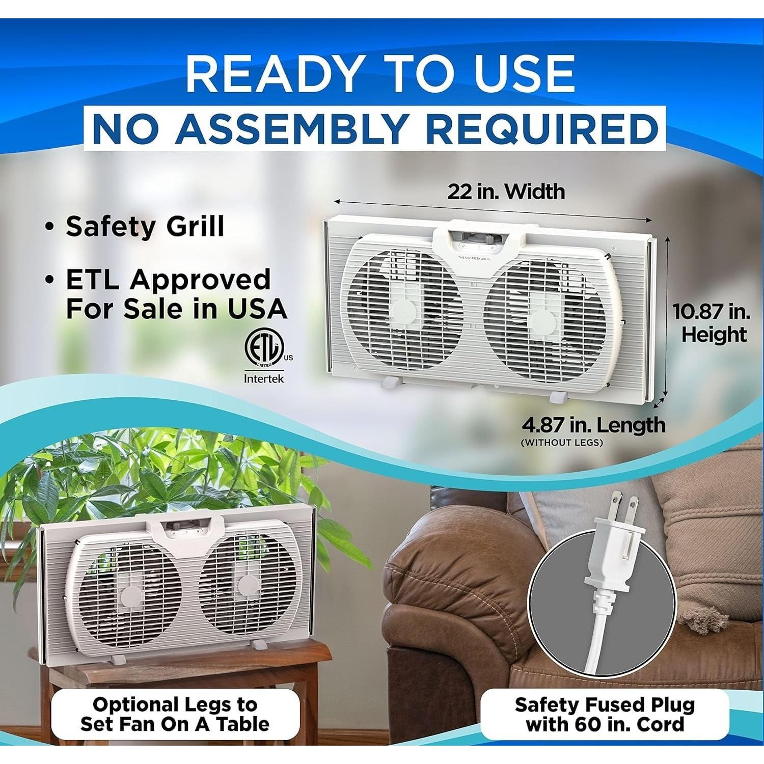 Ventilador de Ventana EZ-CHILL Doble 9" Reversible 2 Velocidades