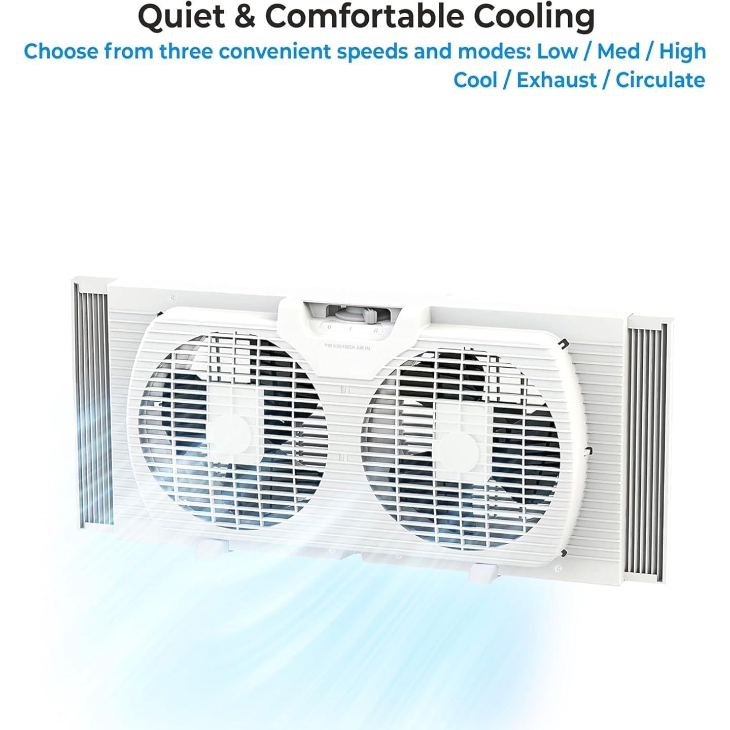 Ventilador de Ventana EZ-CHILL Doble 9" Reversible 2 Velocidades