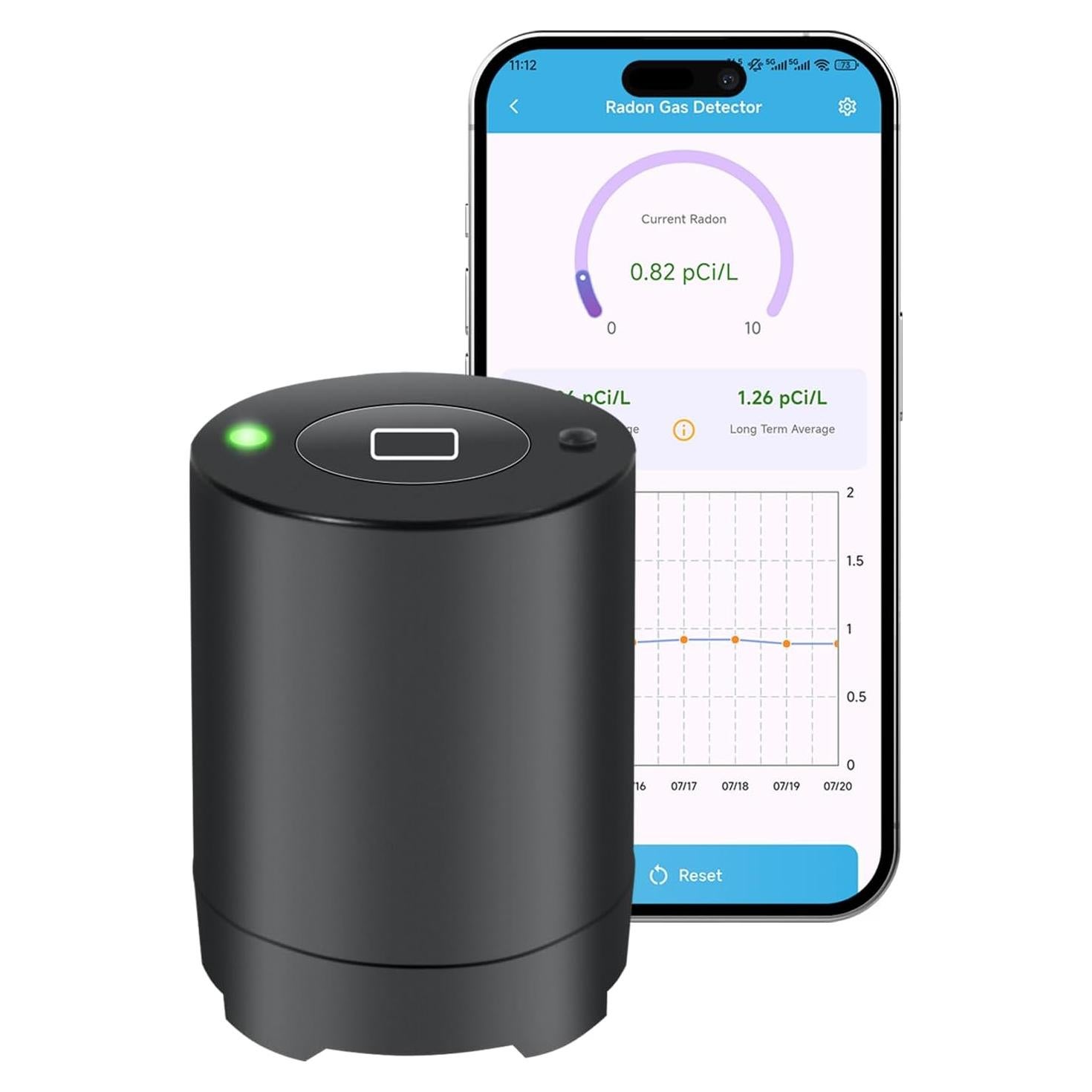 Detector de Radón Bluetooth Elifecity BG-012, Sensor Preciso