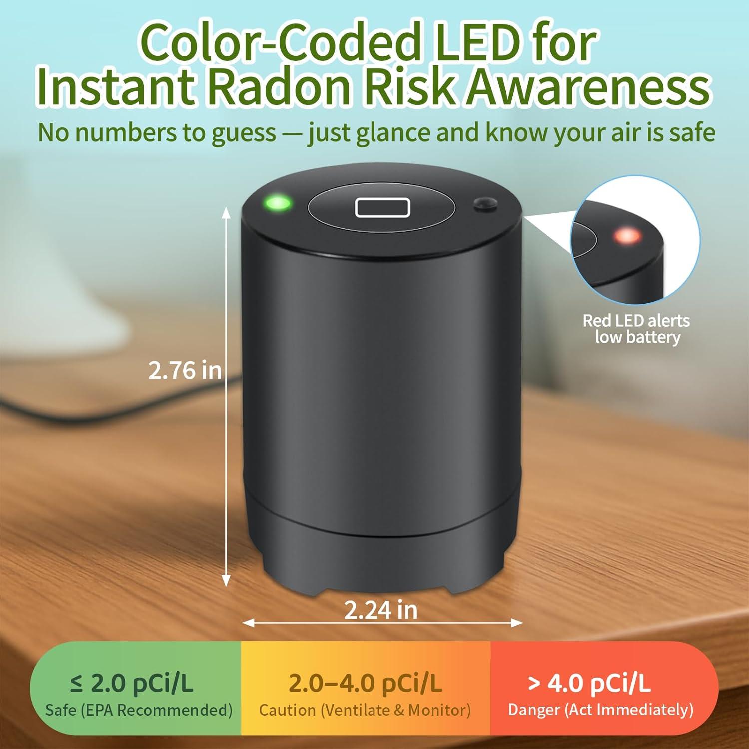 Detector de Radón Bluetooth Elifecity BG-012, Sensor Preciso