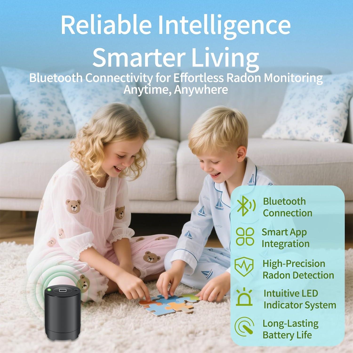 Detector de Radón Bluetooth Elifecity BG-012, Sensor Preciso