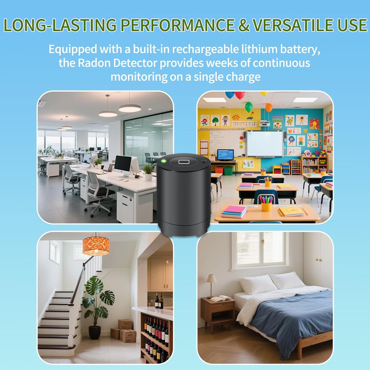 Detector de Radón Bluetooth Elifecity BG-012, Sensor Preciso