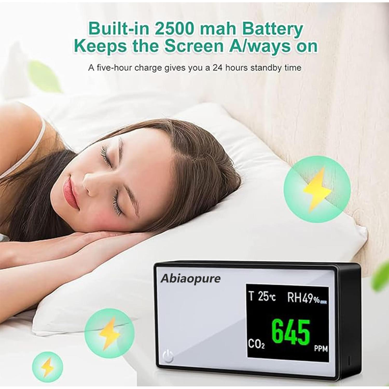 Monitor de Calidad del Aire Abiaopure AIR08 CO2 Temperatura Humedad