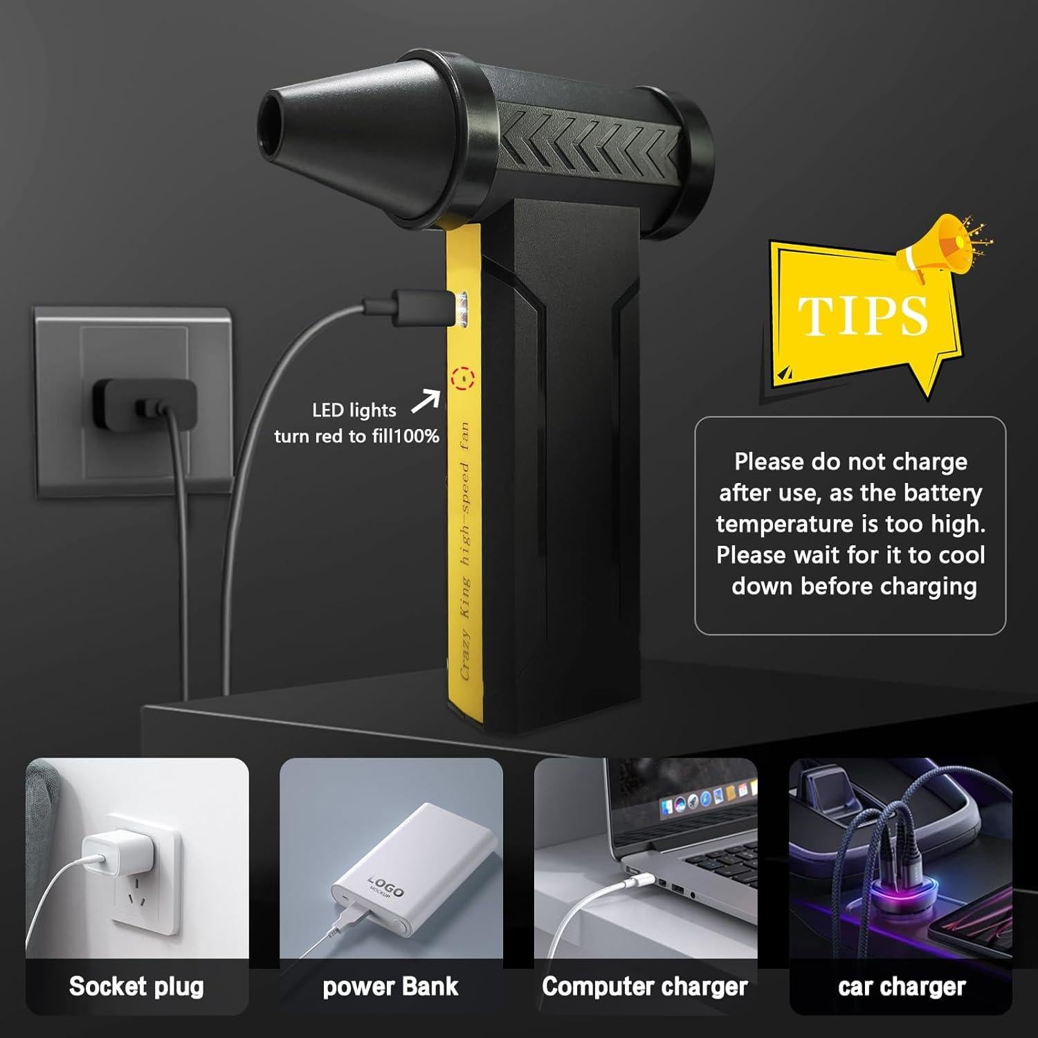 Soplador de Aire Comprimido Hertzborn 160000RPM 10000mAh