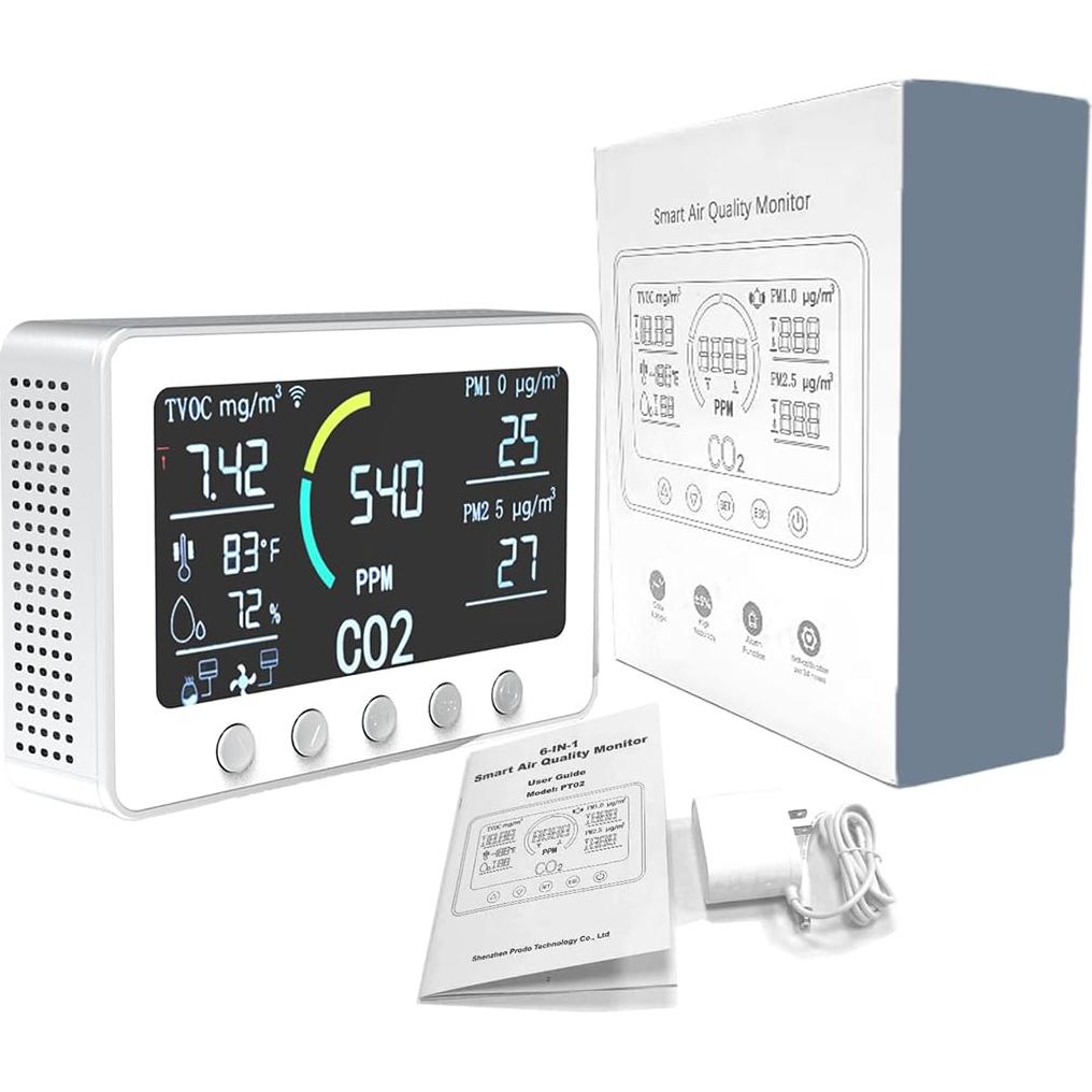 Monitor de Calidad del Aire Interior 6 en 1 Prodo PT02