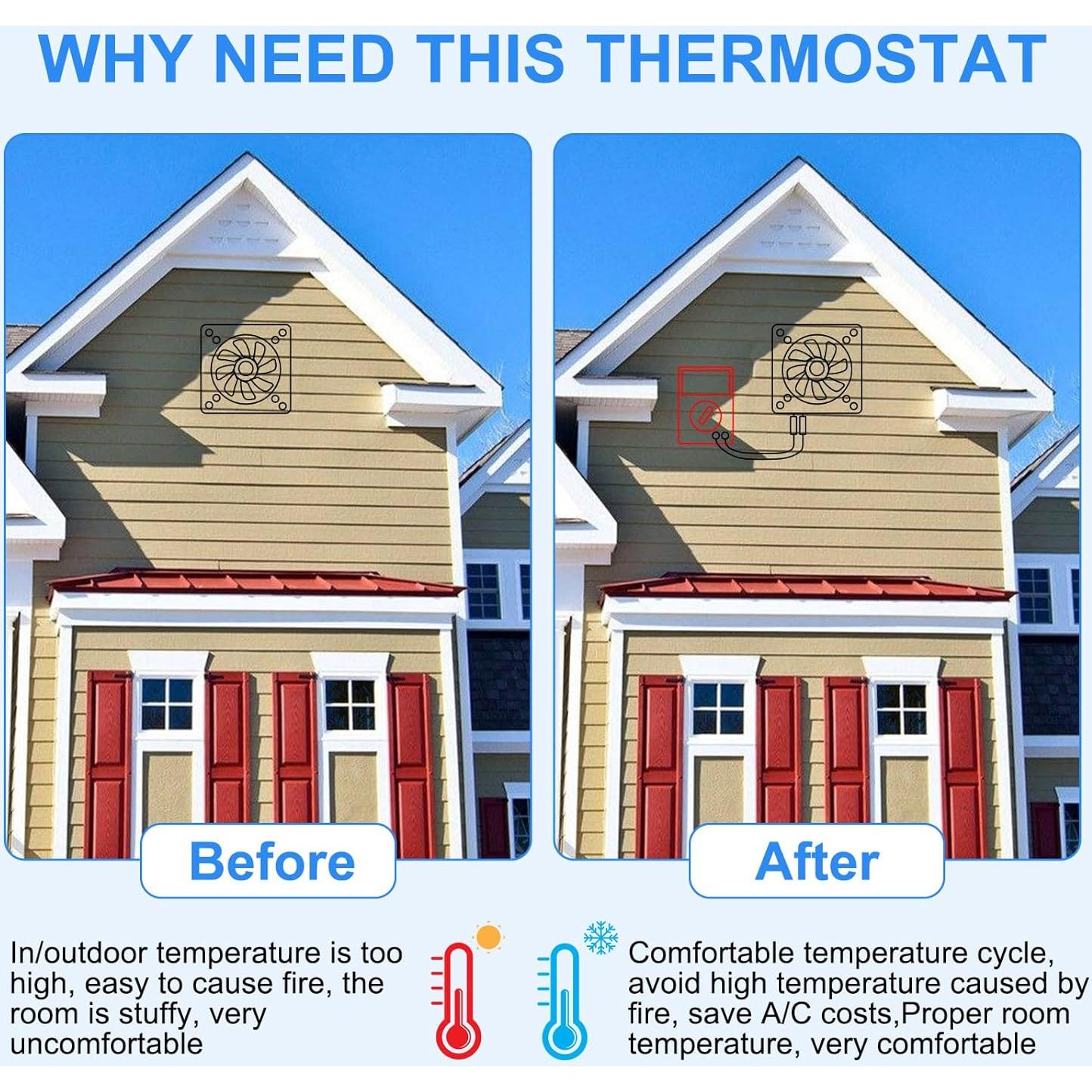 Paquete de 2 Termostatos Aibabcue para Ventiladores de Ático