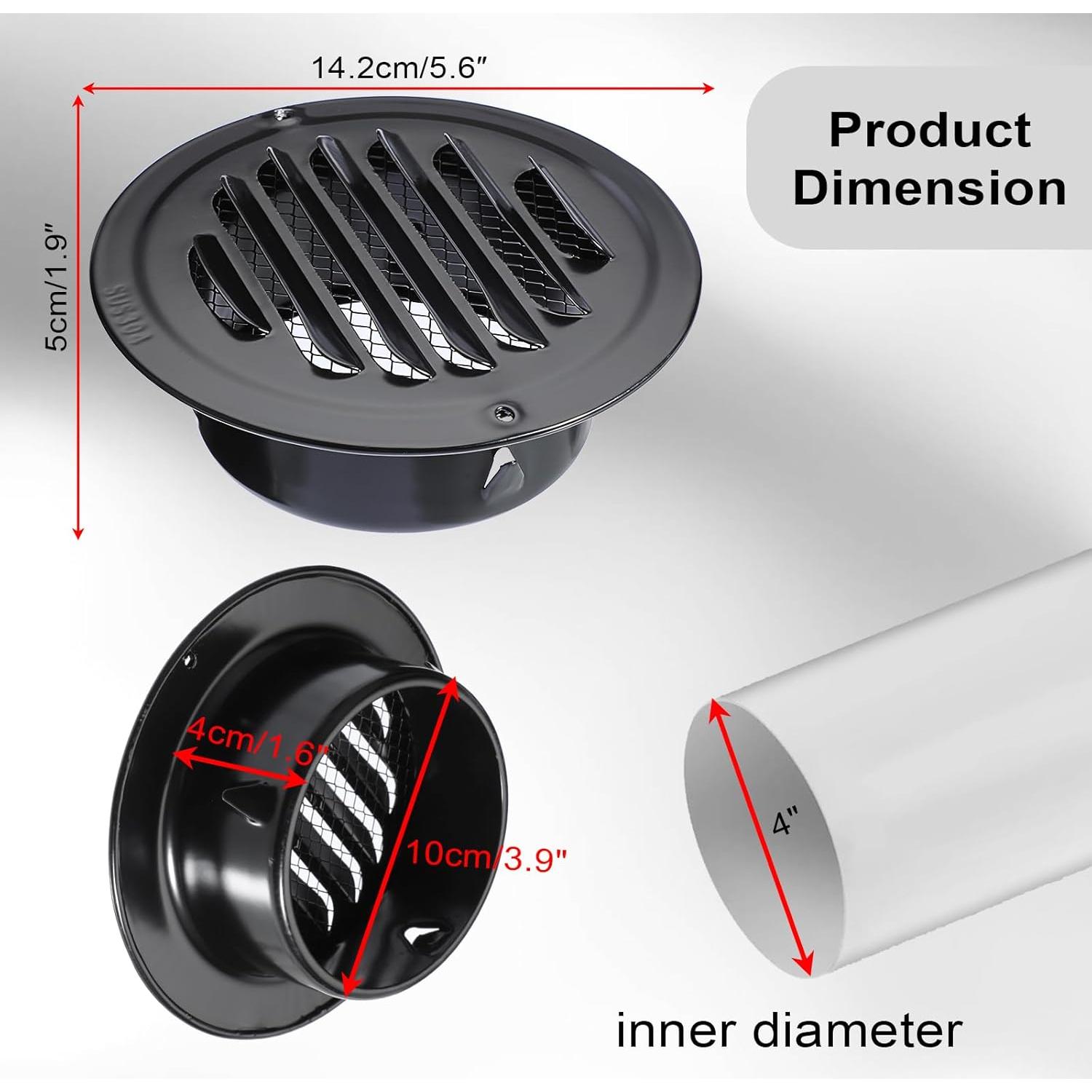 Cubiertas de Ventilación Redondas OGANAZI 4 Pulgadas Acero Inoxidable