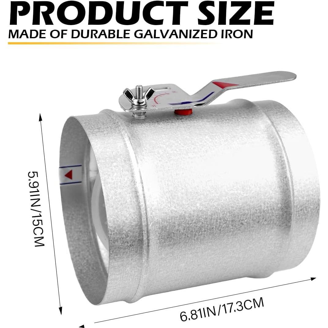 Válvula de Volumen Manual HVAC YOLUFER 15 cm Plata