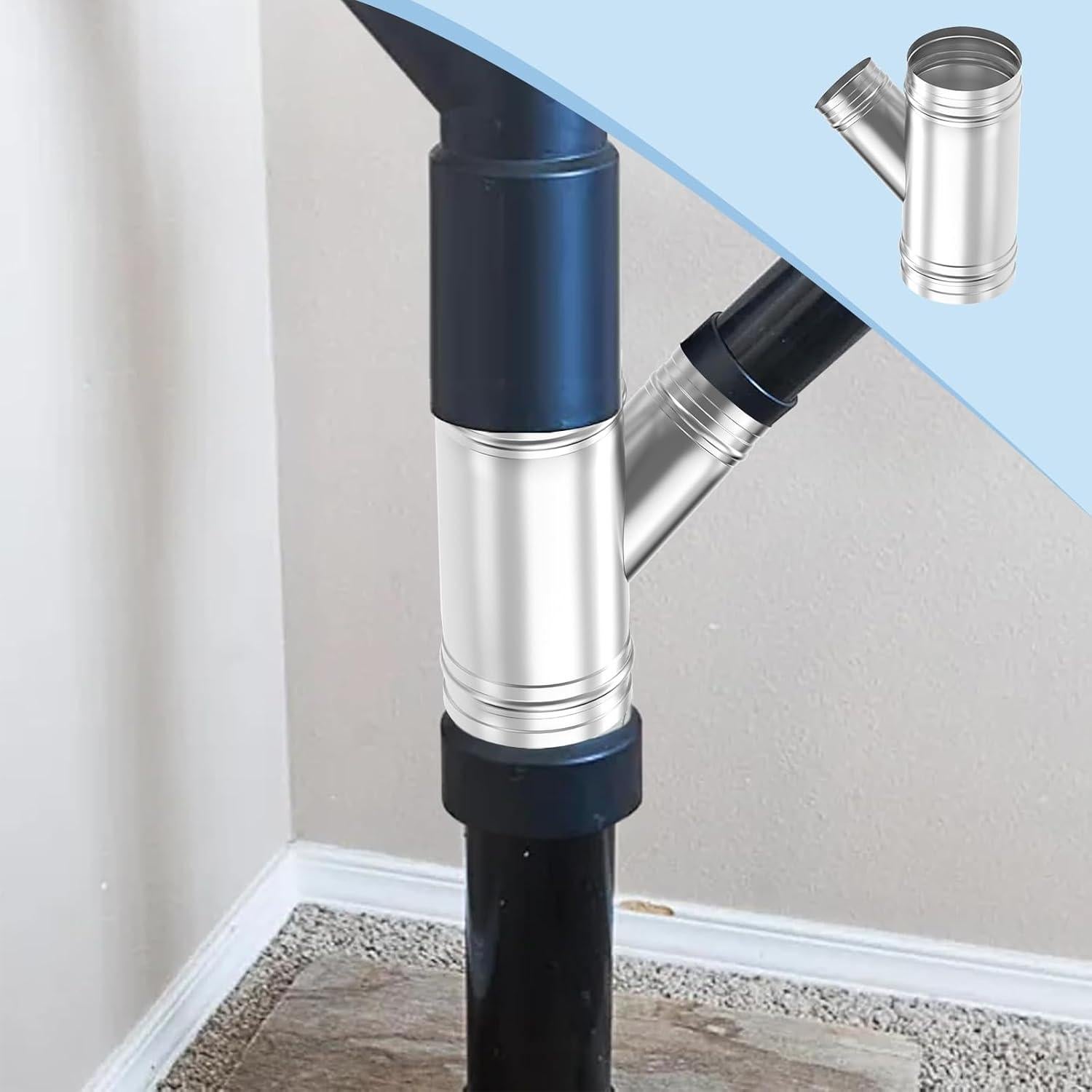 Conector de Manguera en Y 6" a 4" Acero Inoxidable 45°