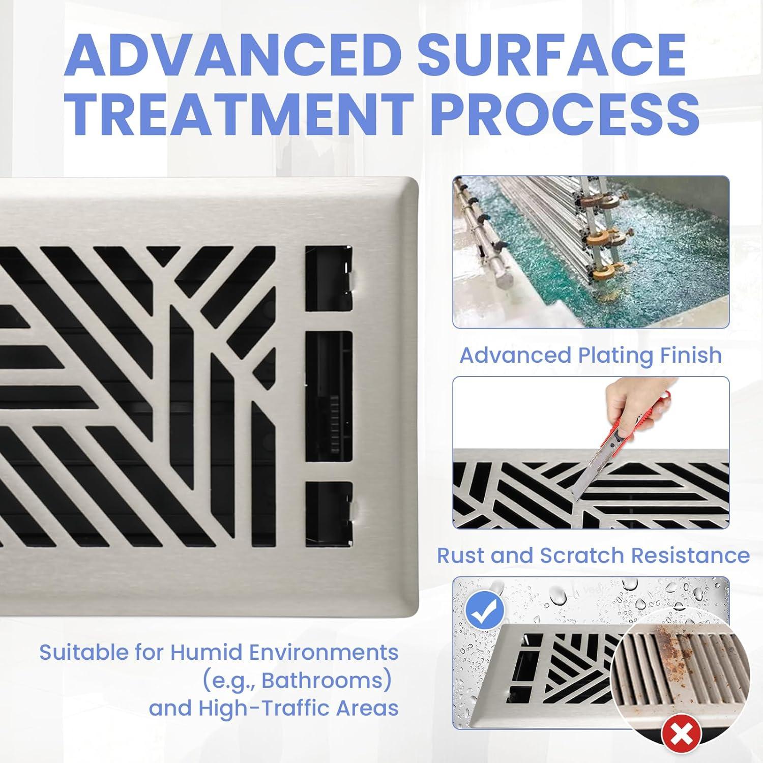 Registro de Piso Howeall 4x10 Pulgadas Níquel Satinado 2PCS