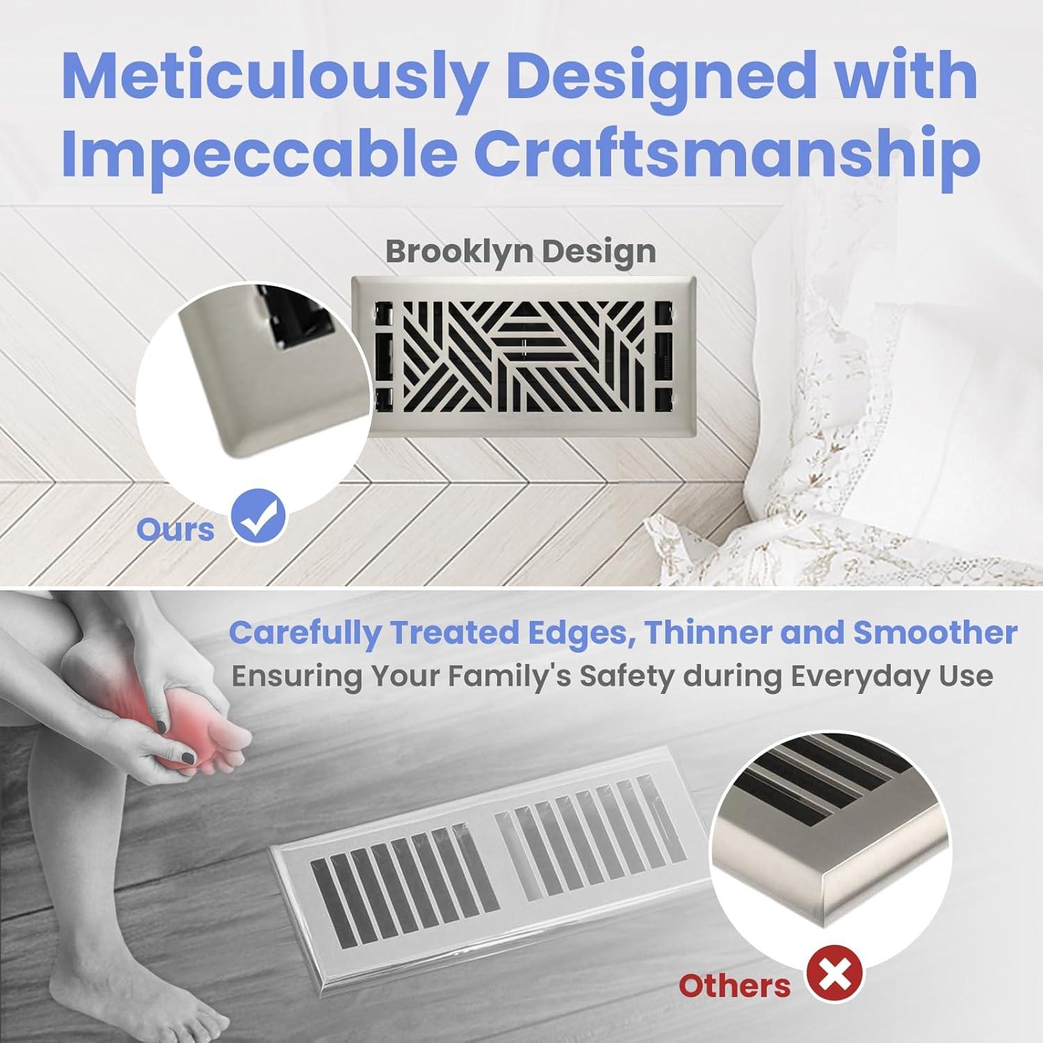 Registro de Piso Howeall 4x10 Pulgadas Níquel Satinado 2PCS