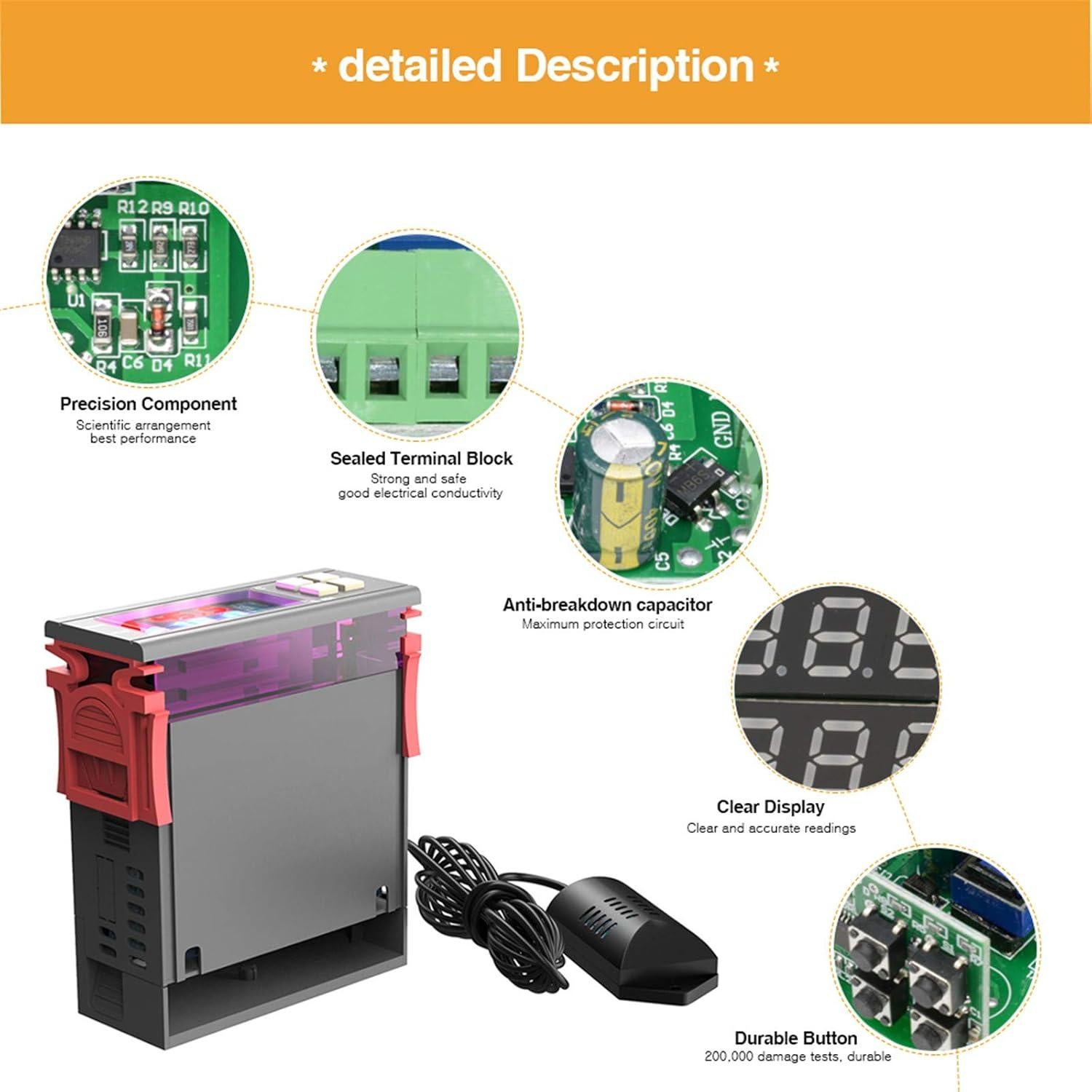 Controlador Digital de Temperatura y Humedad diymore SHT2000 230V