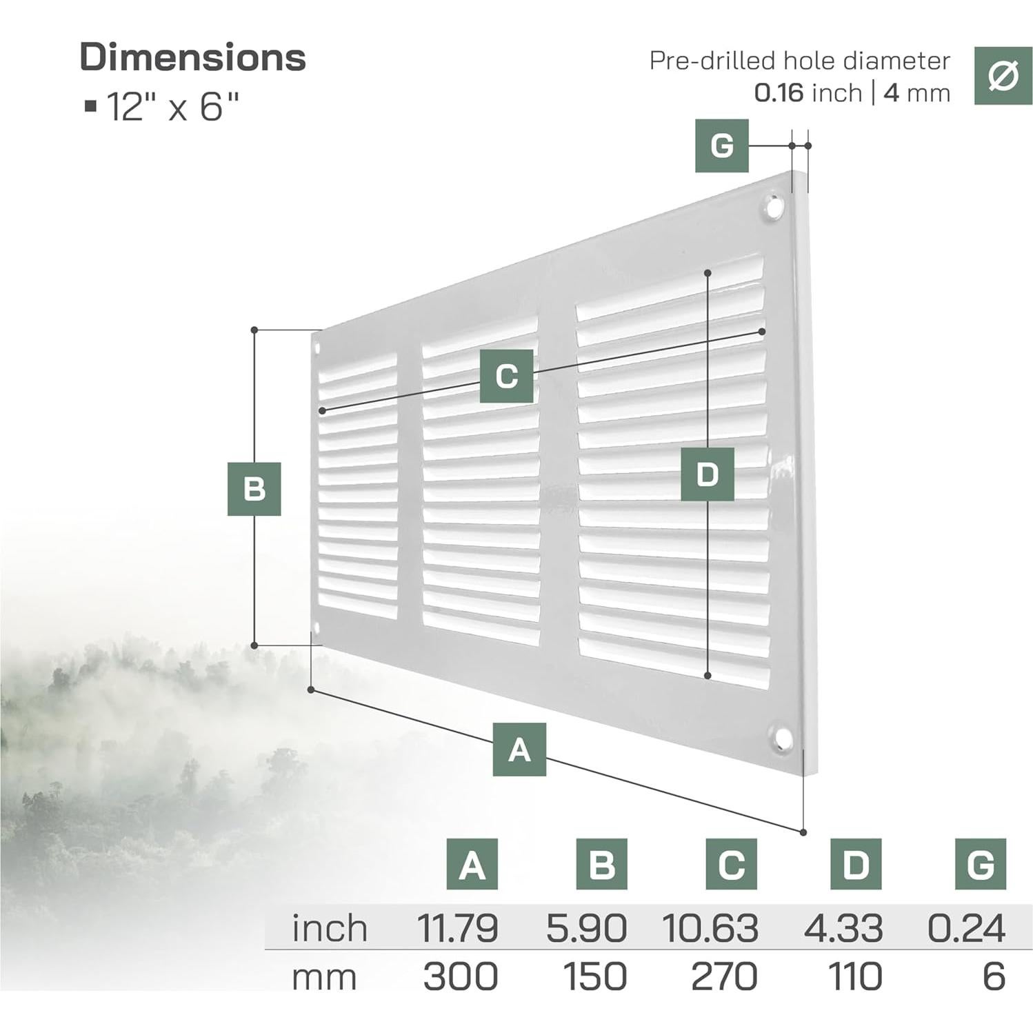 Cubierta de Ventilación Rectangular Metal Blanco 29.97x14.99 cm - Paquete de 3