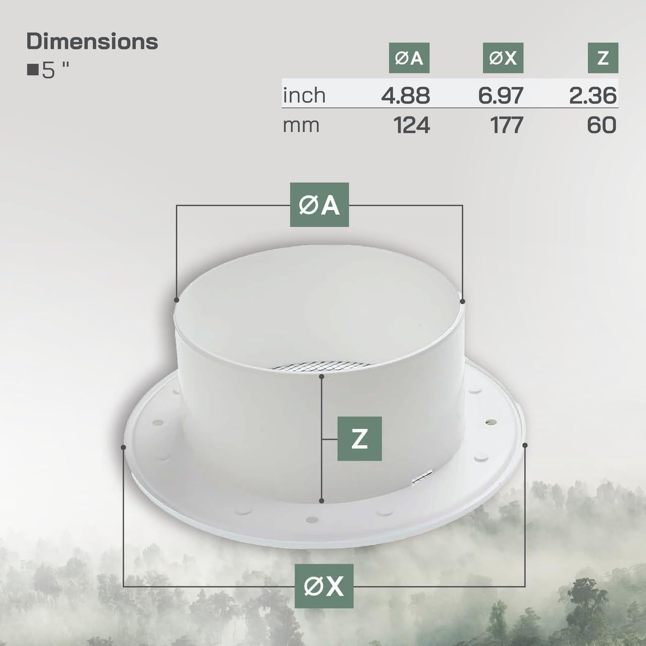 Rejilla de Ventilación Redonda 31.5 cm - Blanco - Plástico