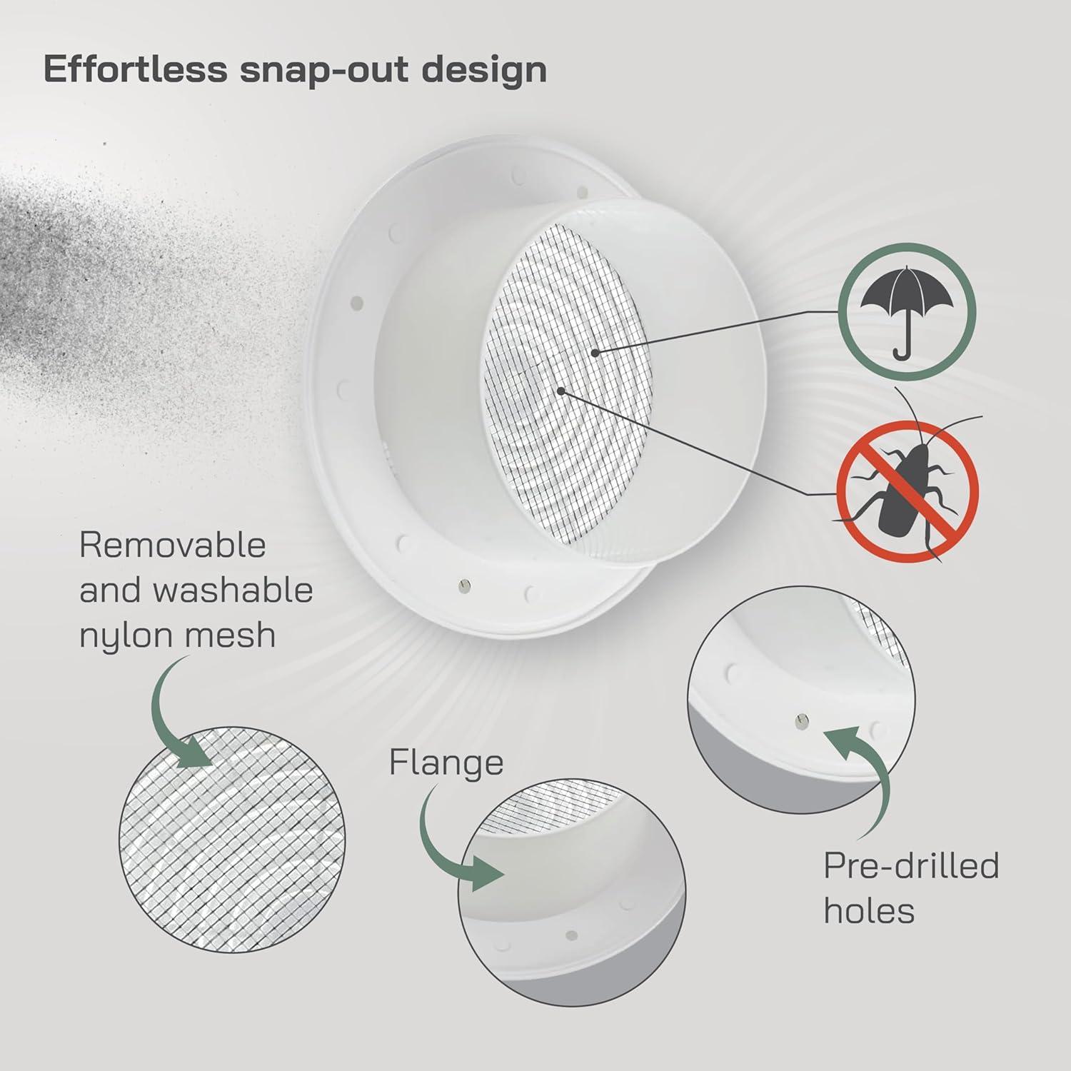 Rejilla de Ventilación Redonda 31.5 cm - Blanco - Plástico