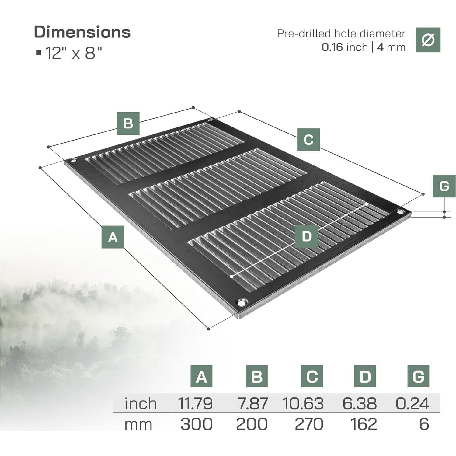 Cubierta de Ventilación Metal Galvanizado 30x20 cm - Paquete de 2