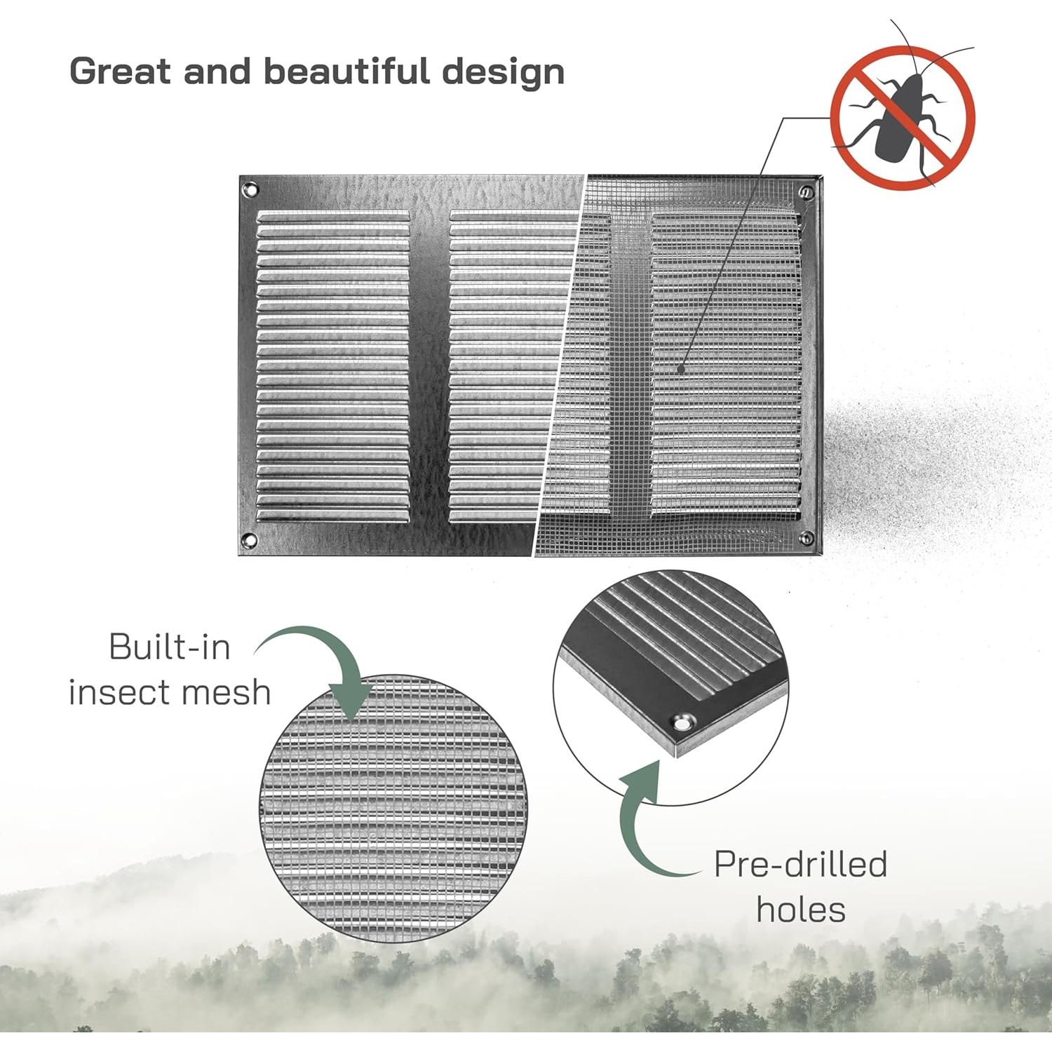 Cubierta de Ventilación Metal Galvanizado 30x20 cm - Paquete de 2