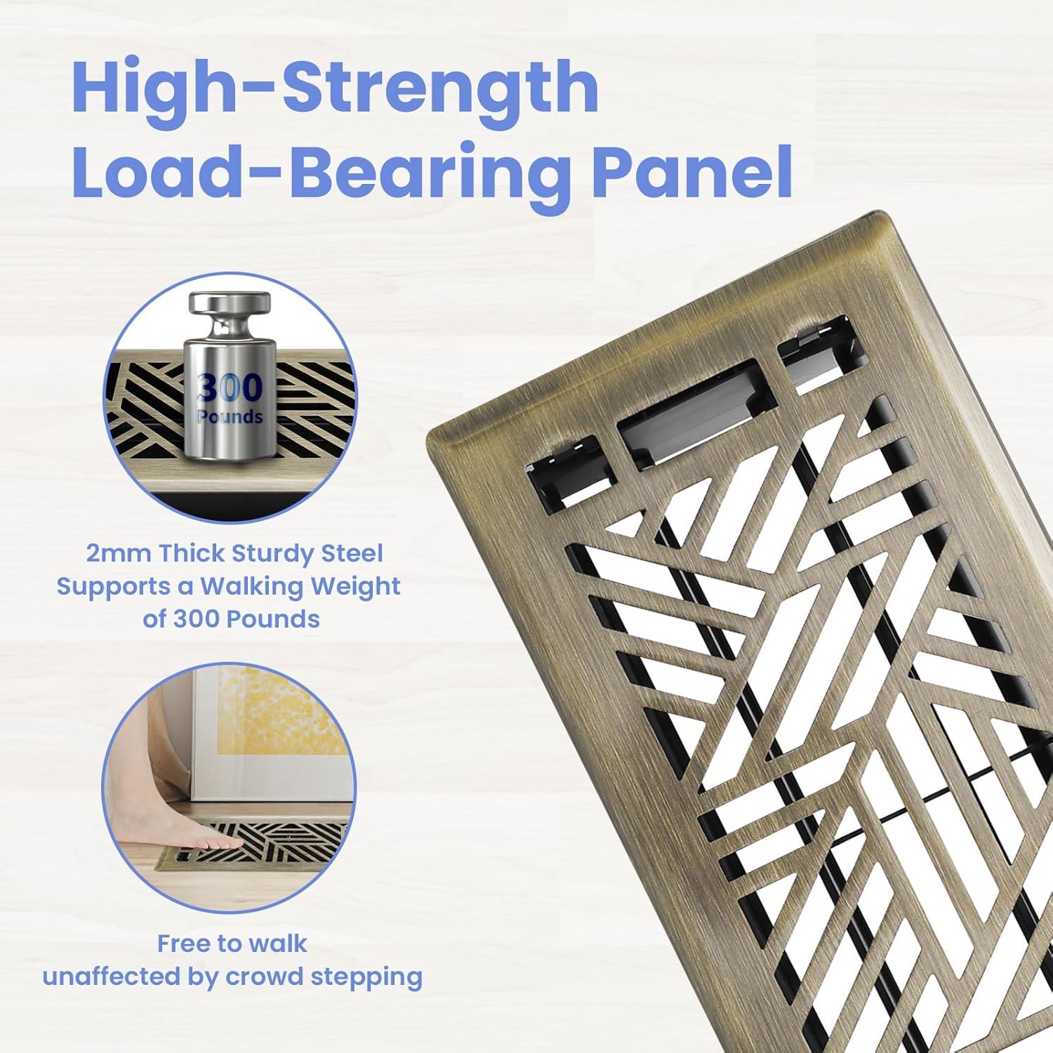 Registro de Piso 4x10" Howeall Latón Antiguo 2 Piezas