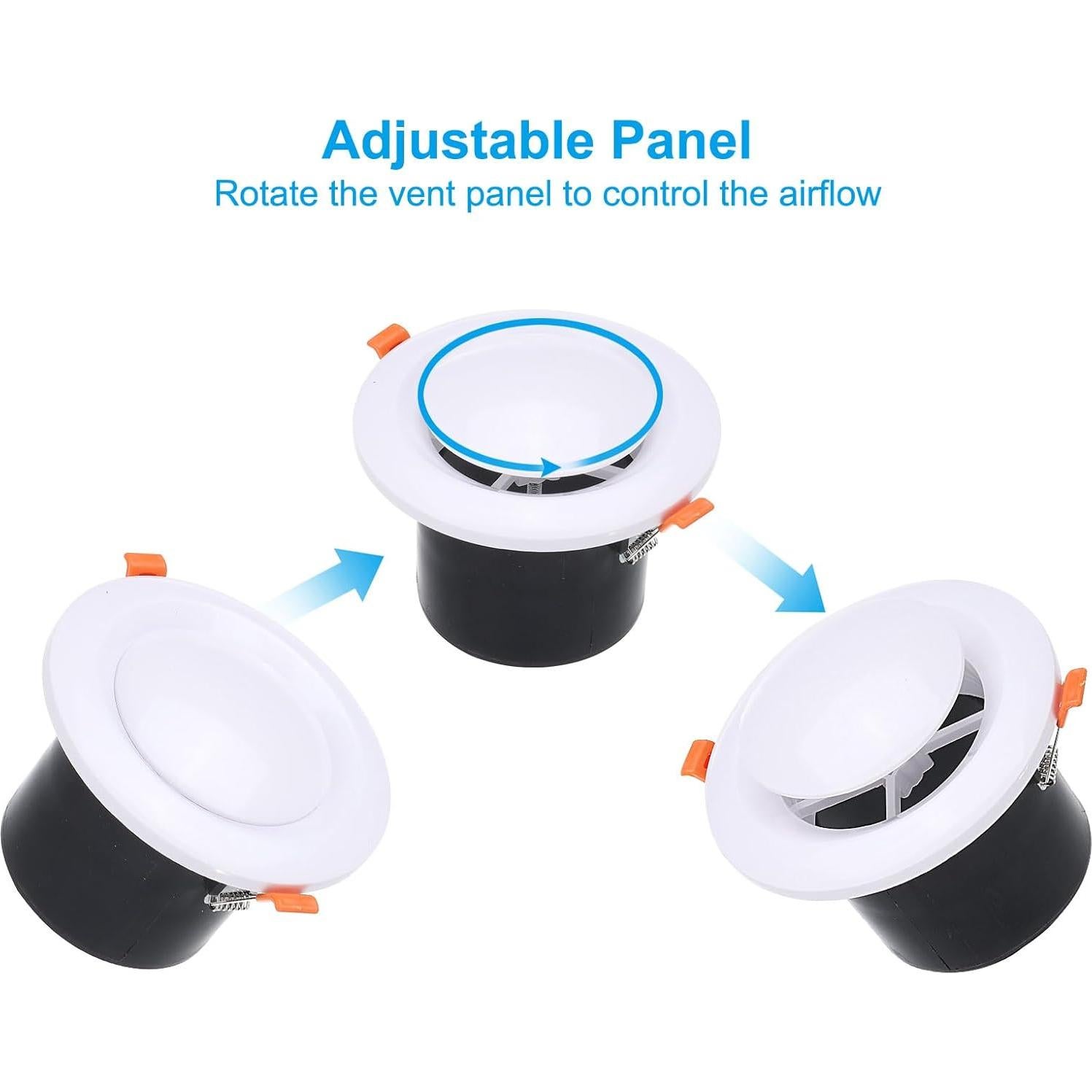 Ventilación Redonda Ajustable PATIKIL 10 cm 2pcs Blanco