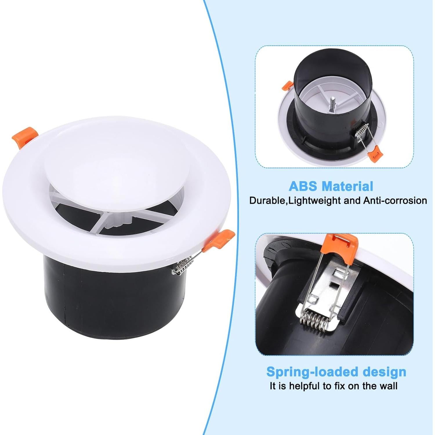 Ventilación Redonda Ajustable PATIKIL 10 cm 2pcs Blanco