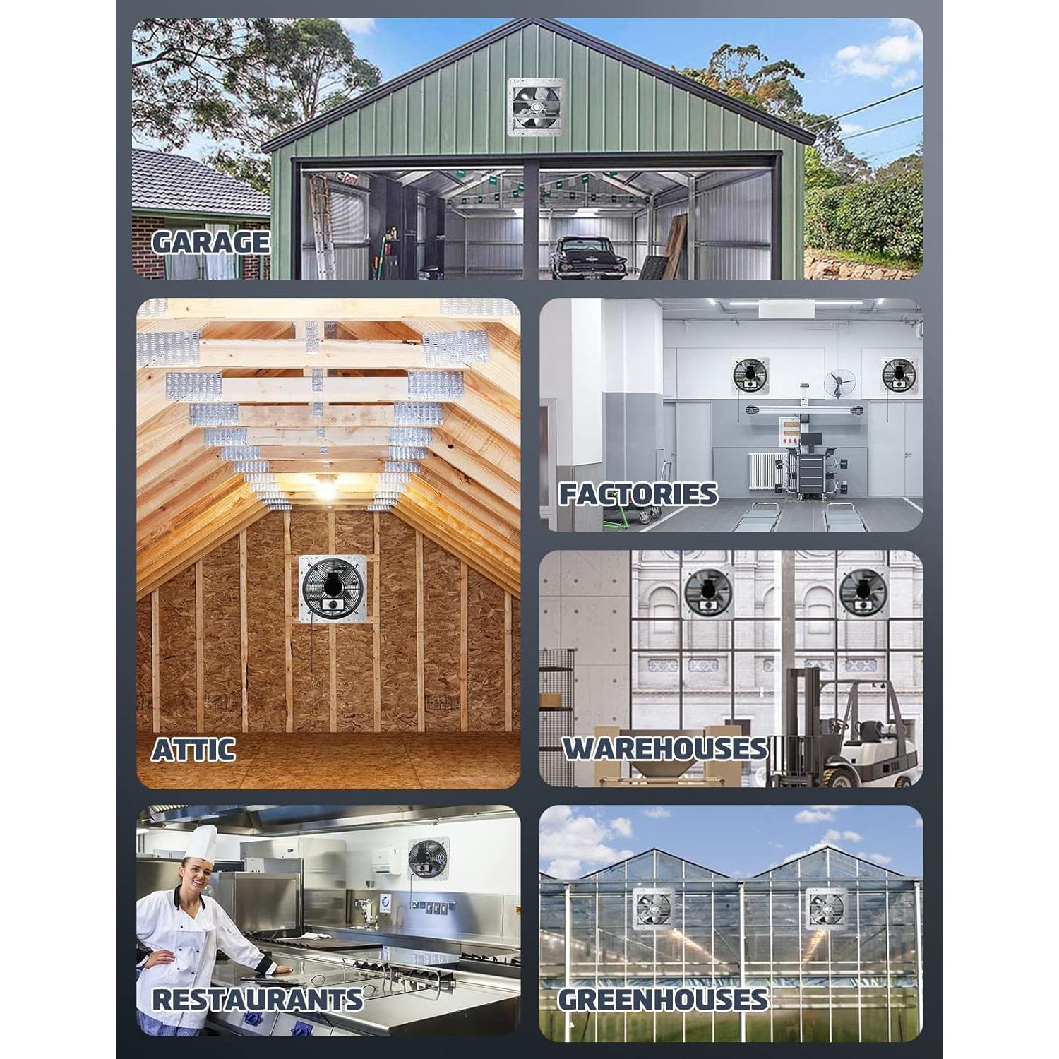 Ventilador de Escape iLiving 35.6 cm con Termostato y 3 Velocidades