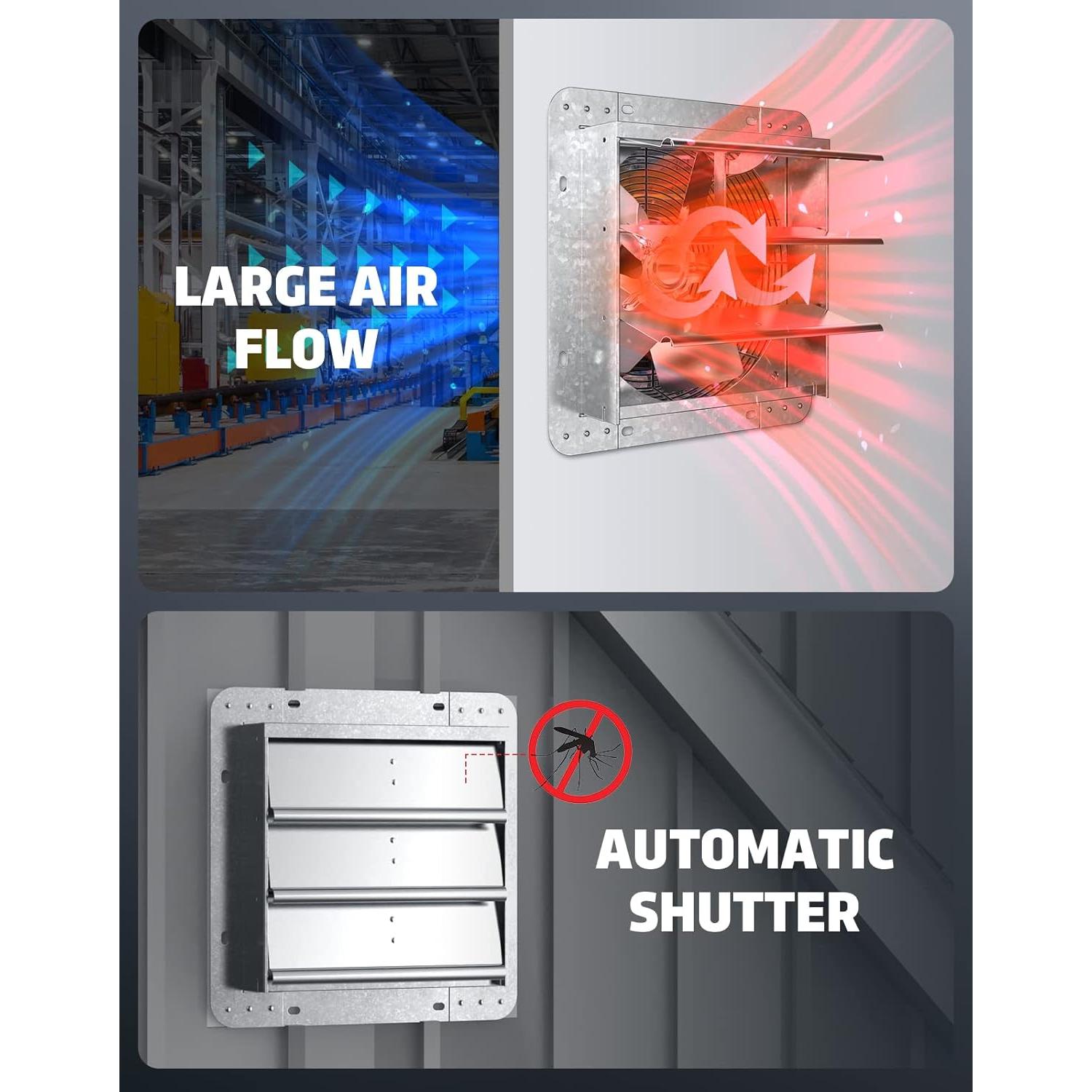 Ventilador de Escape iLiving 35.6 cm con Termostato y 3 Velocidades