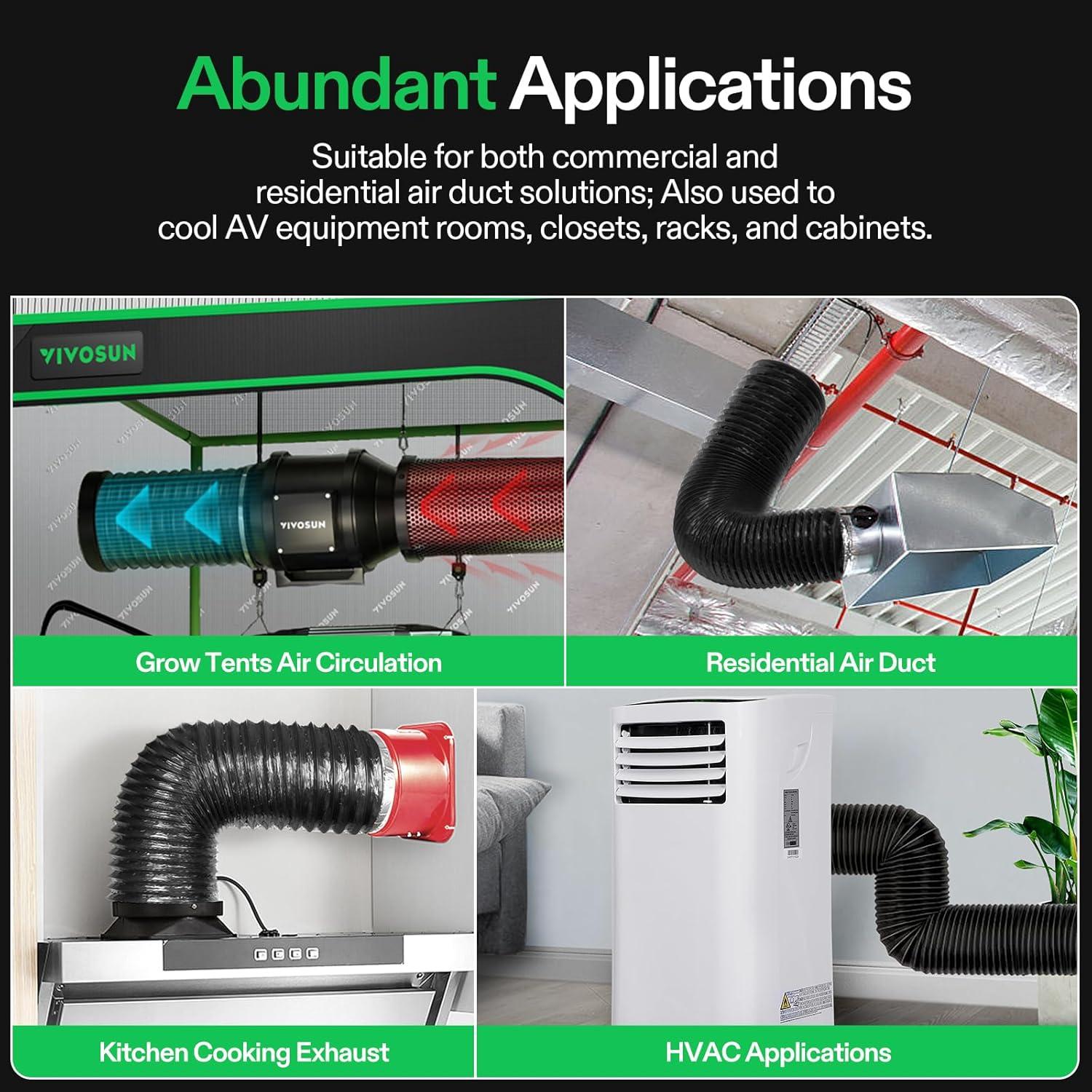 Filtro de Aire de Carbón VIVOSUN 4" Control de Olores y Manguera 2.44m