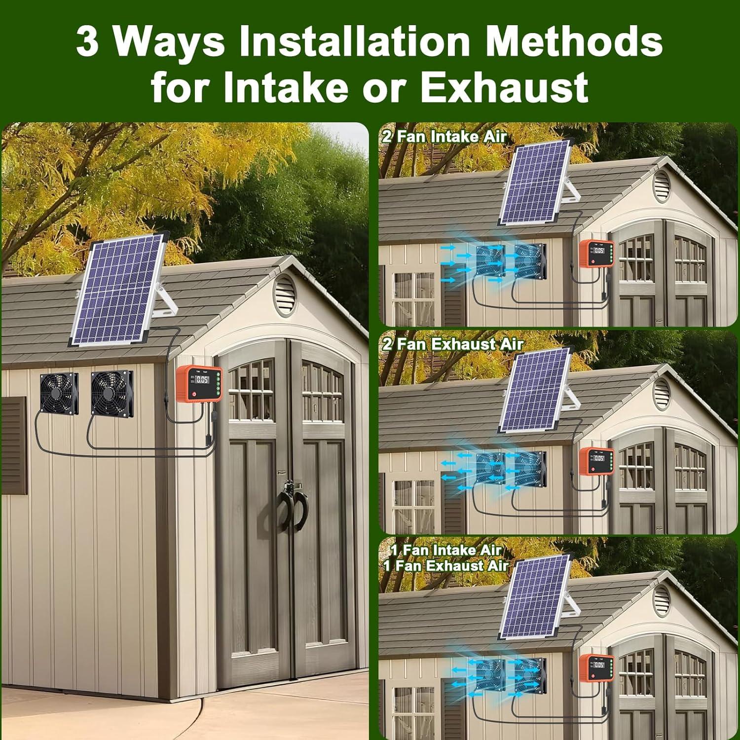 Ventilador Solar Doble 10W Lewisia con Temporizador y Control IPX5