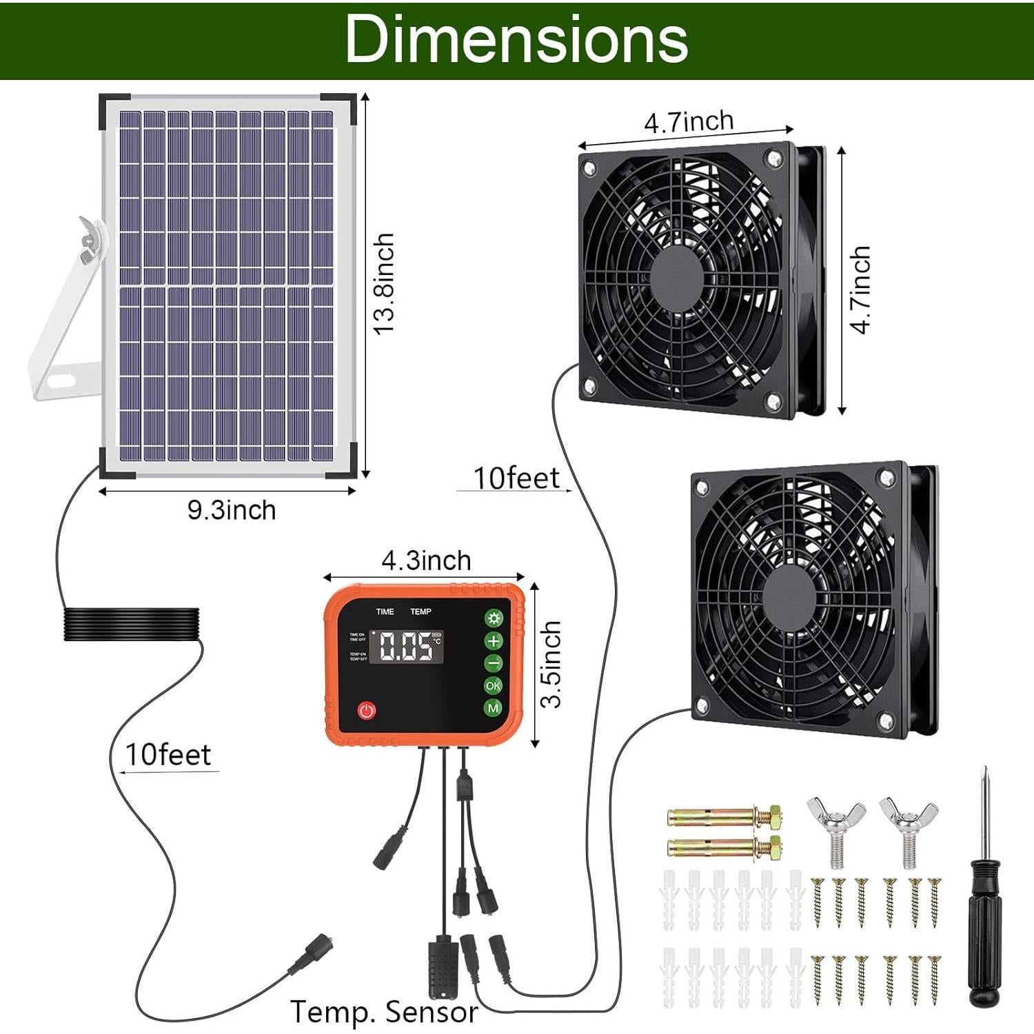 Ventilador Solar Doble 10W Lewisia con Temporizador y Control IPX5