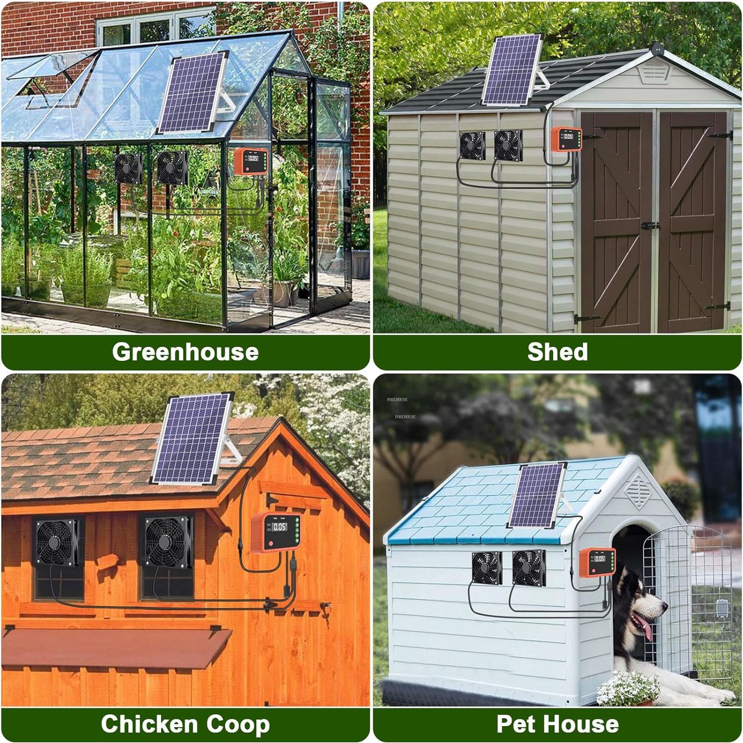 Ventilador Solar Doble 10W Lewisia con Temporizador y Control IPX5