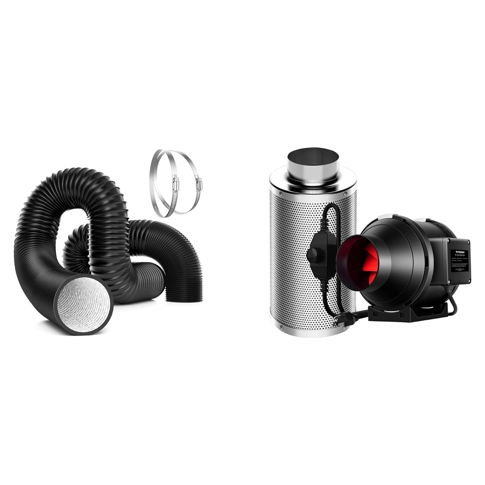 Kit de Ventilación VIVOSUN 4" con Ventilador 190 CFM y Filtro