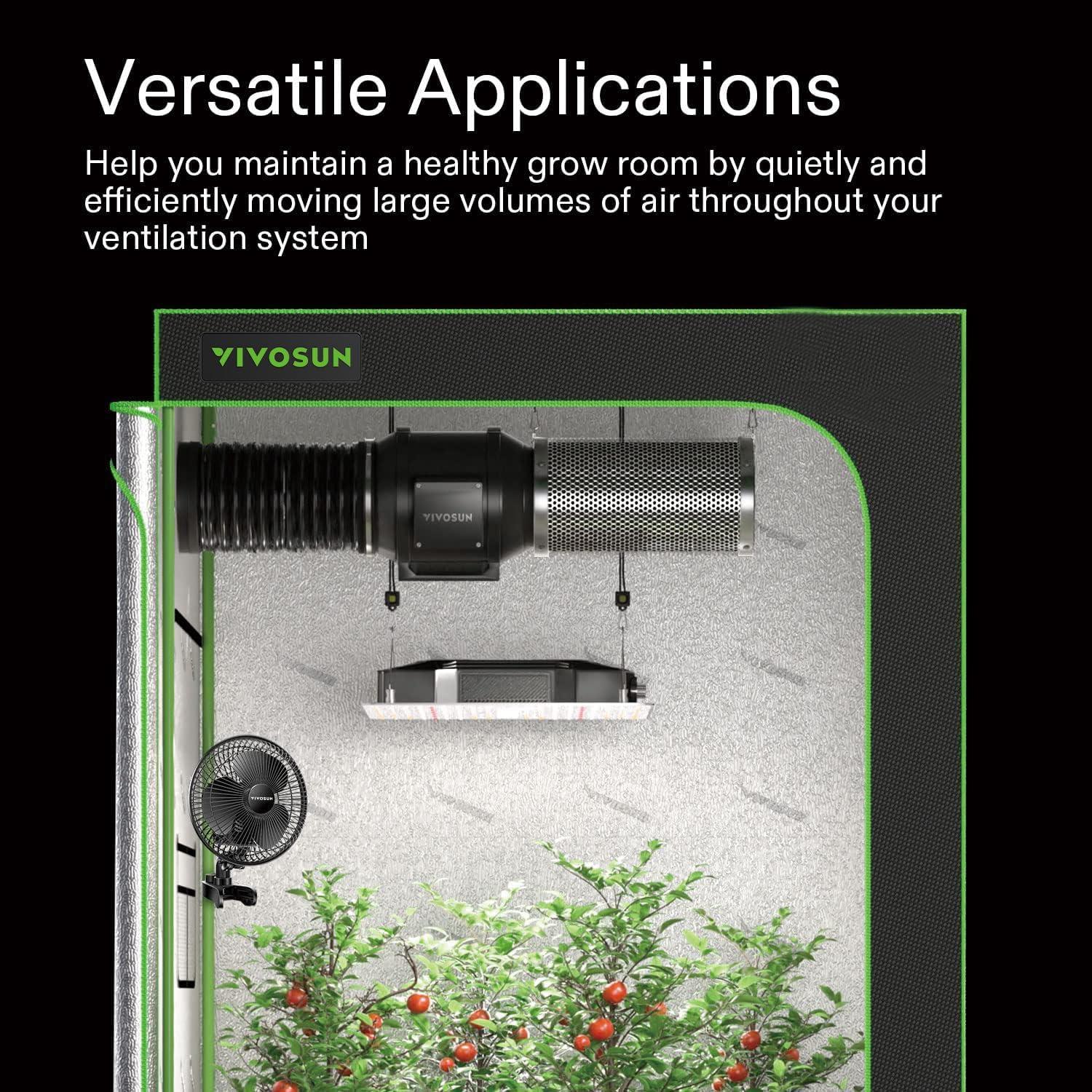 Kit de Ventilación VIVOSUN 4" con Ventilador 190 CFM y Filtro